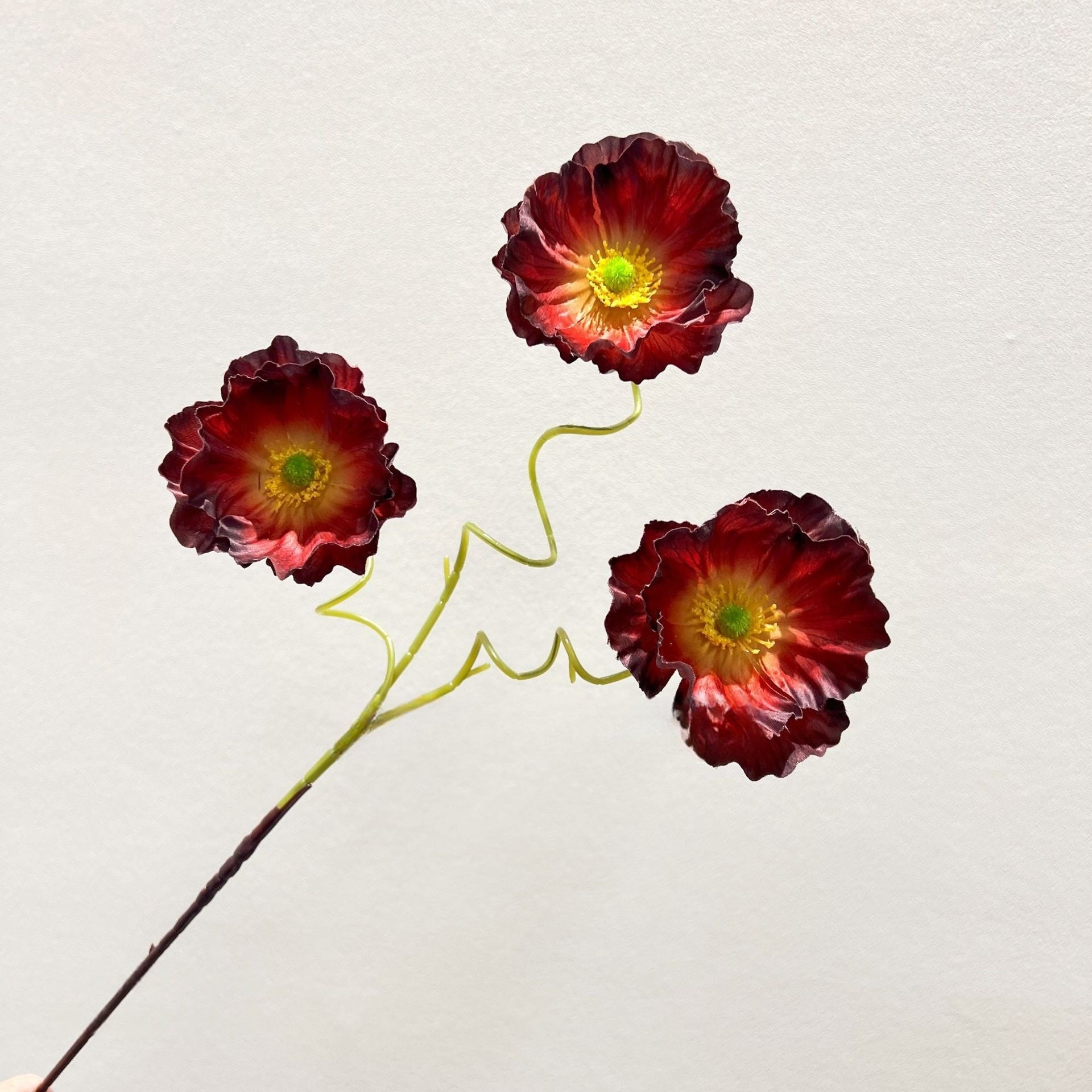 Red Realistic Faux Flower Stem | Stunning Home & Table Decor Accent FS-1005C