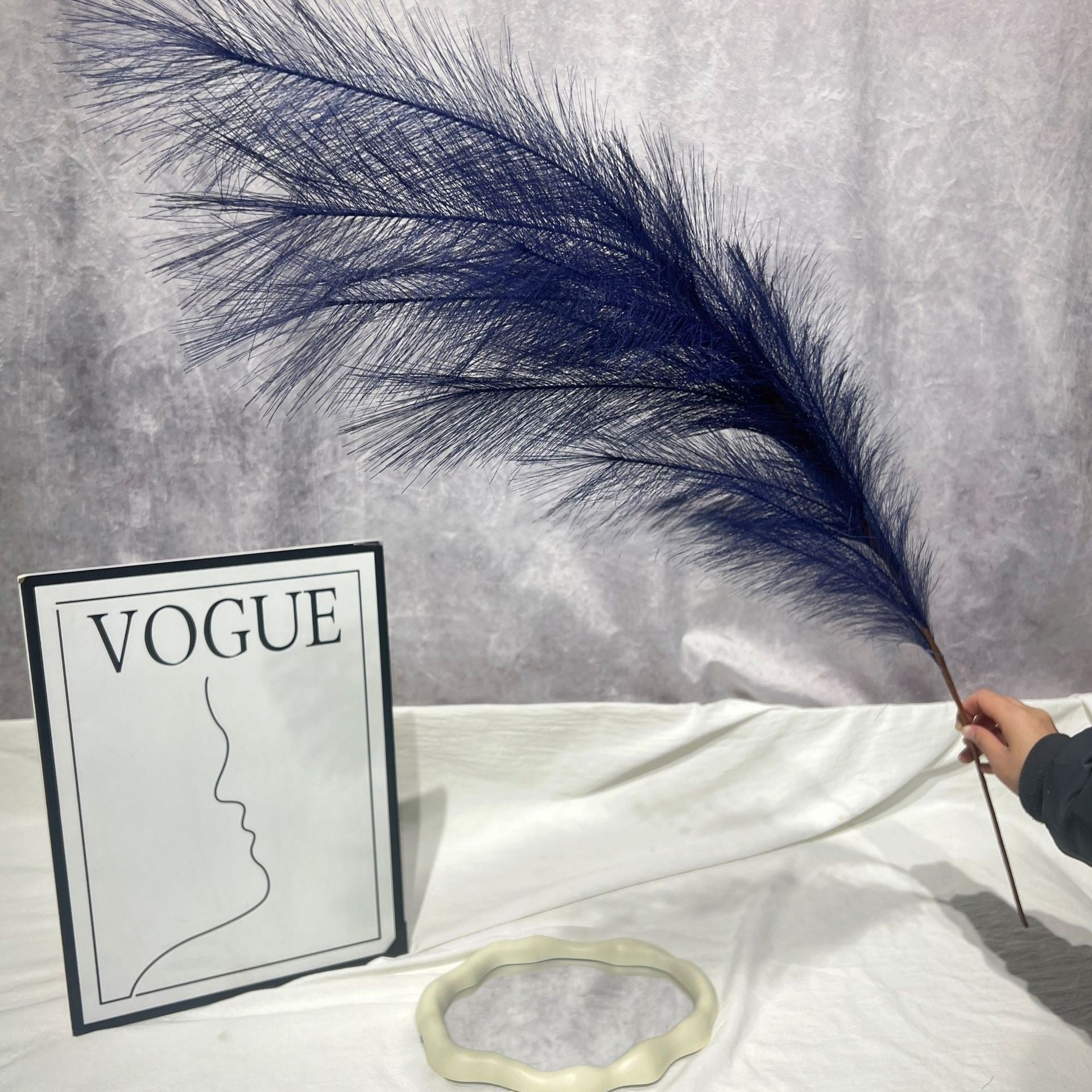 Dusty Blue Faux Floral Stem | Chic Single Bloom for Contemporary Spaces FS-1008C