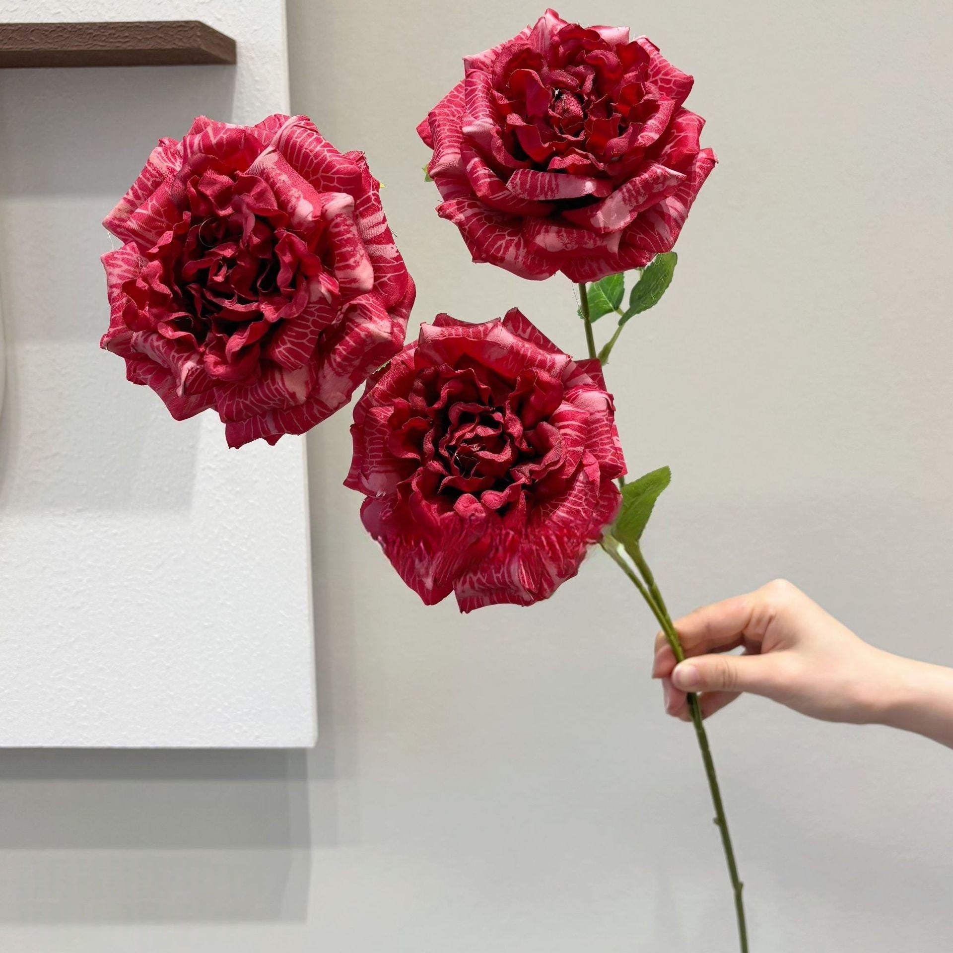 Red Faux Bloom for Home Decor | Single Stem Silk Flower for Styling FS-1005D