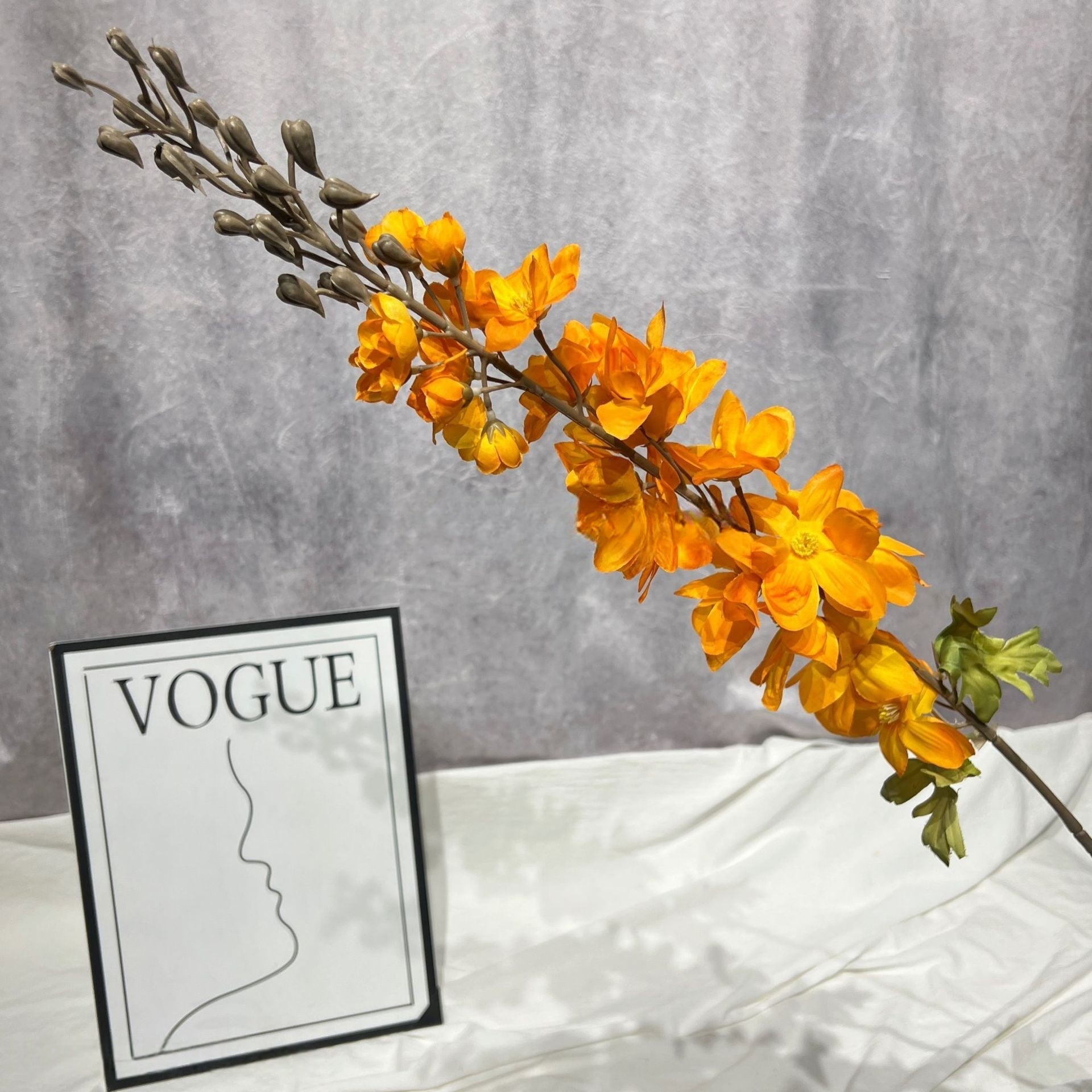 Vibrant Orange Bloom Stem | Faux Floral Accent for Fall Arrangements FS-1014D