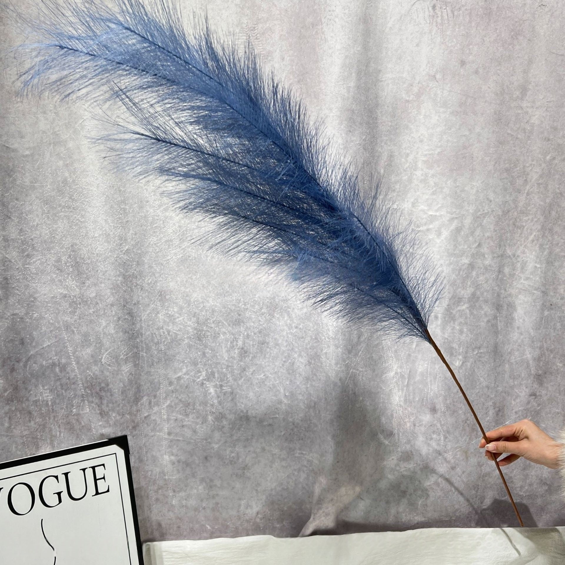 Dusty Blue Faux Floral Stem | Chic Single Bloom for Contemporary Spaces FS-1008C