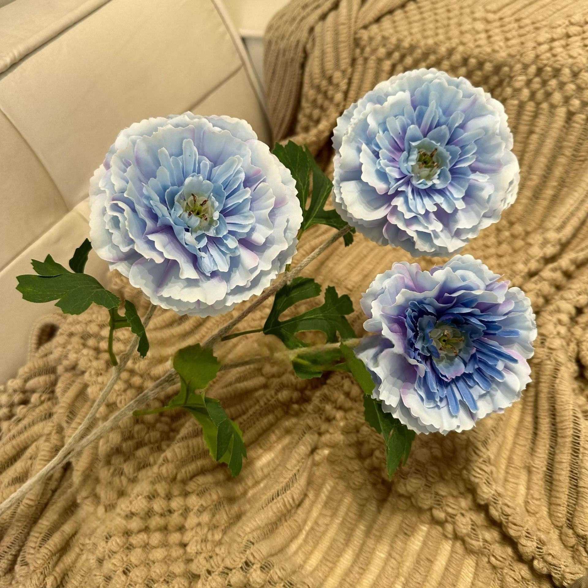 Dusty Blue Faux Floral Stem | Chic Single Bloom for Contemporary Spaces FS-1008C