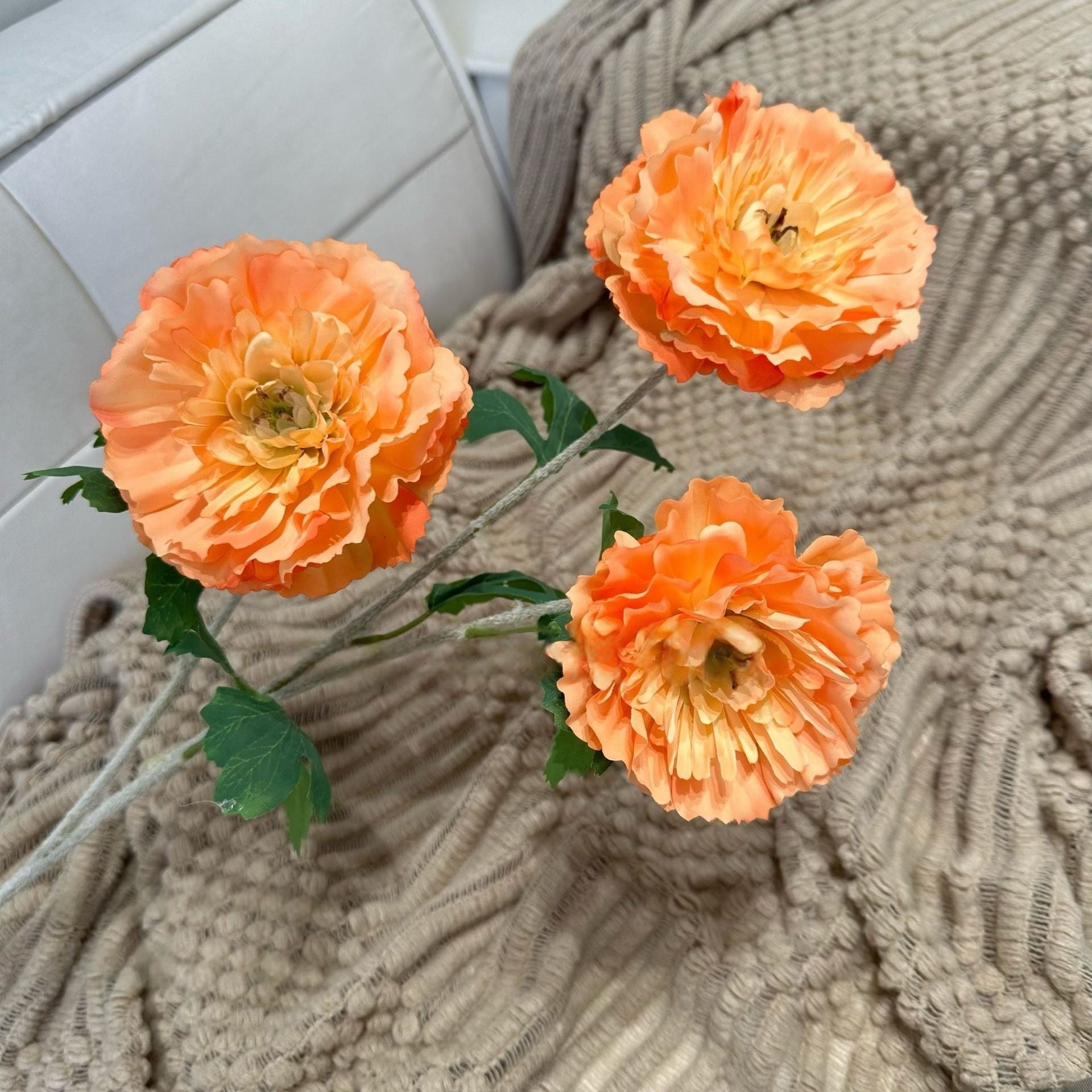 Vibrant Orange Bloom Stem | Faux Floral Accent for Fall Arrangements FS-1014D