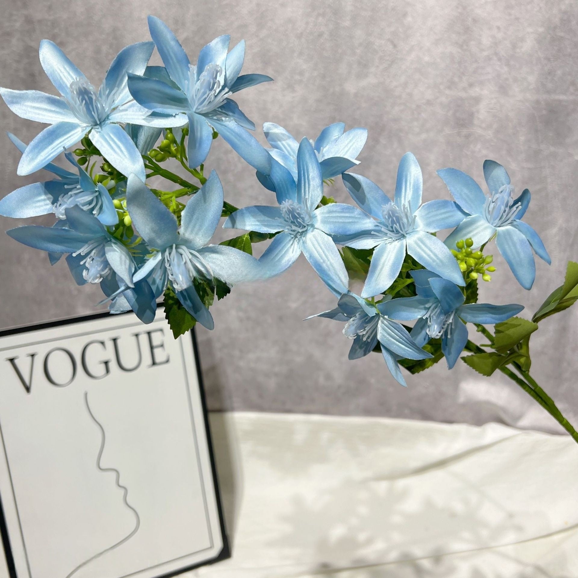 Single Stem Sky Blue Bloom | Perfect Faux Flower for Home Styling FS-1009D