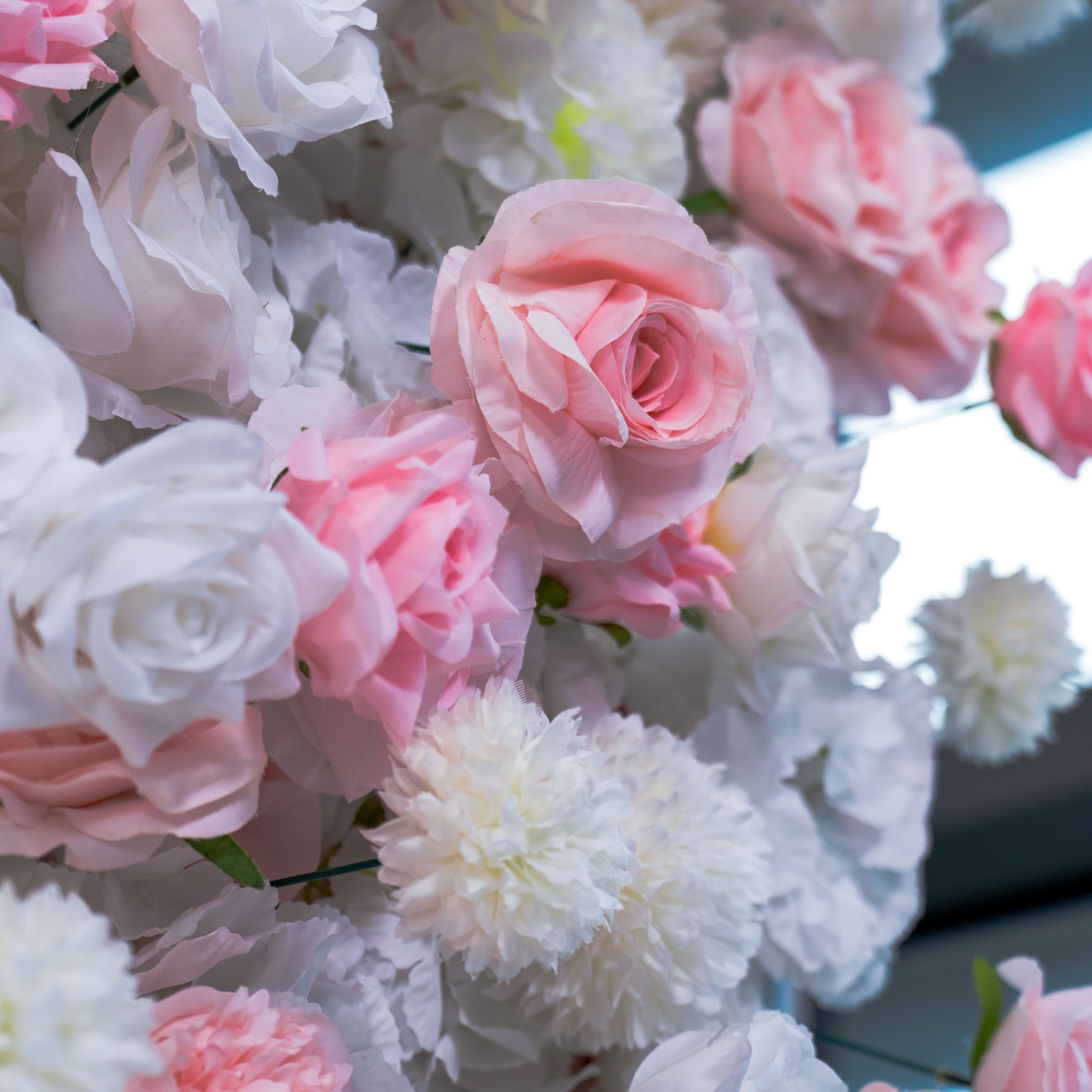 Valar Flower Soft Pink and White Rose 5D Flower Wall – Romantic Backdrop for Weddings and Special Events VF-409-5