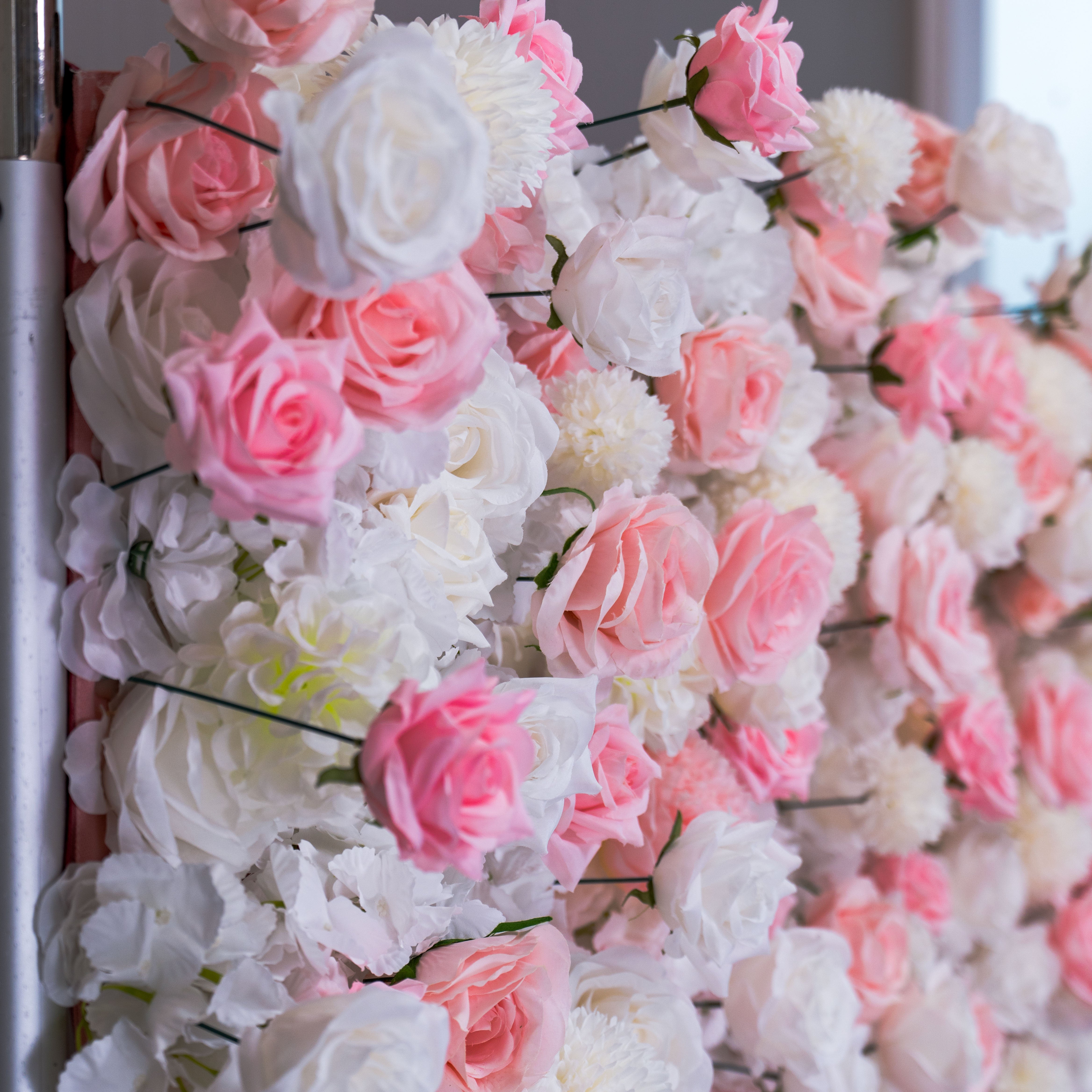Valar Flower Soft Pink and White Rose 5D Flower Wall – Romantic Backdrop for Weddings and Special Events VF-409-7