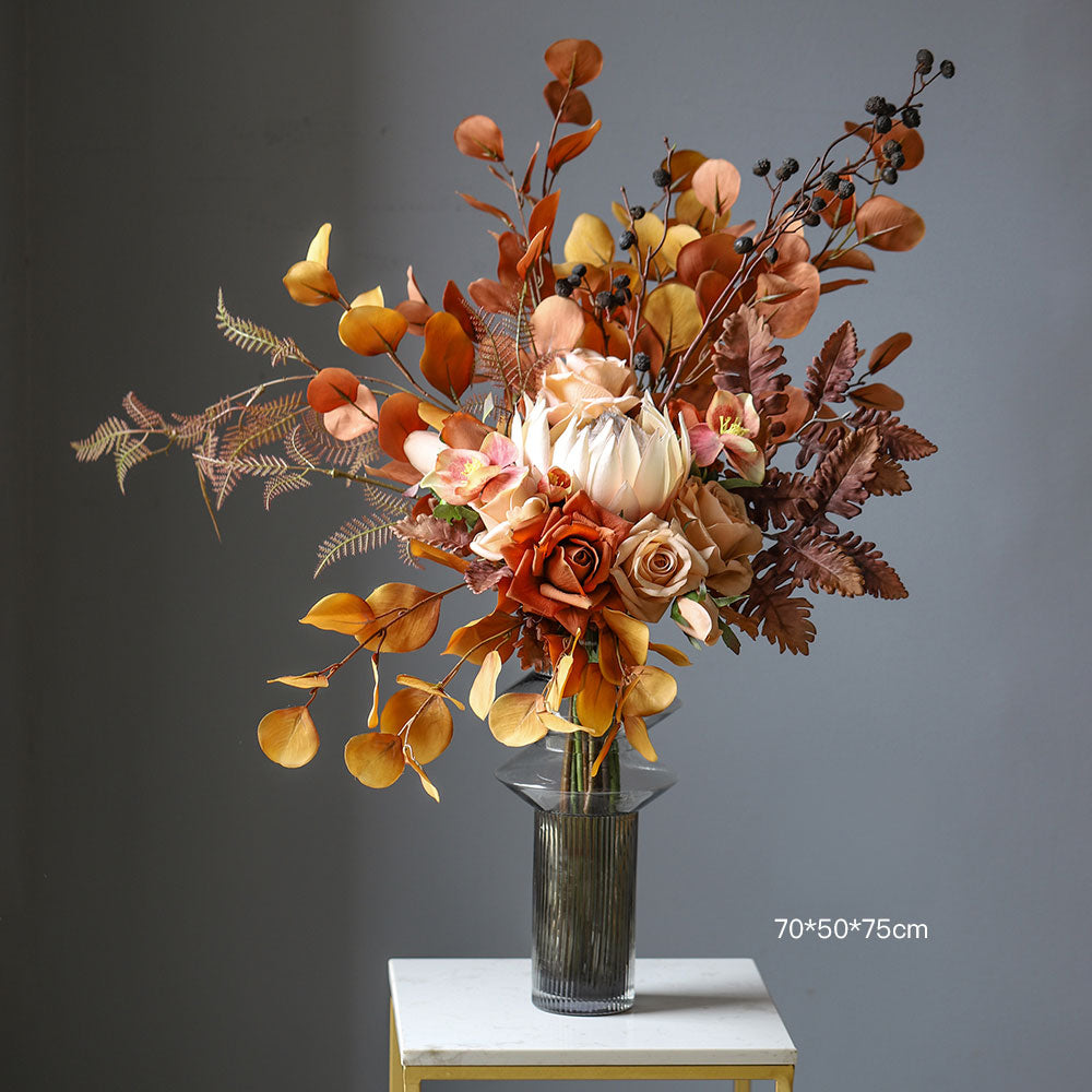 Naturalist-style silk flower bouquet in ivory and green tones, ideal for wedding, home, and event décor in Boho and modern styles. VF-105-2