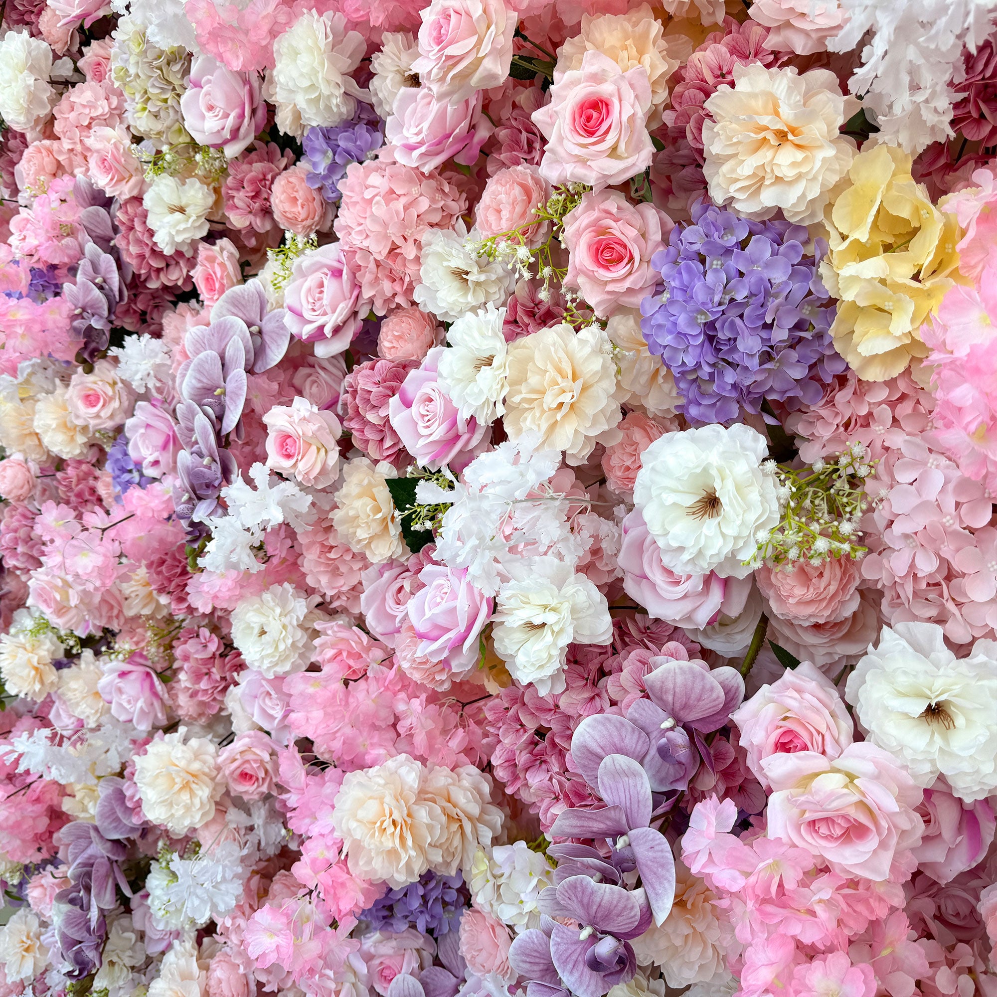 5D pink and purple artificial flower wall backdrop by Valar Flower, perfect for weddings, engagement parties, and photo shoots with roll up design for easy setup -3