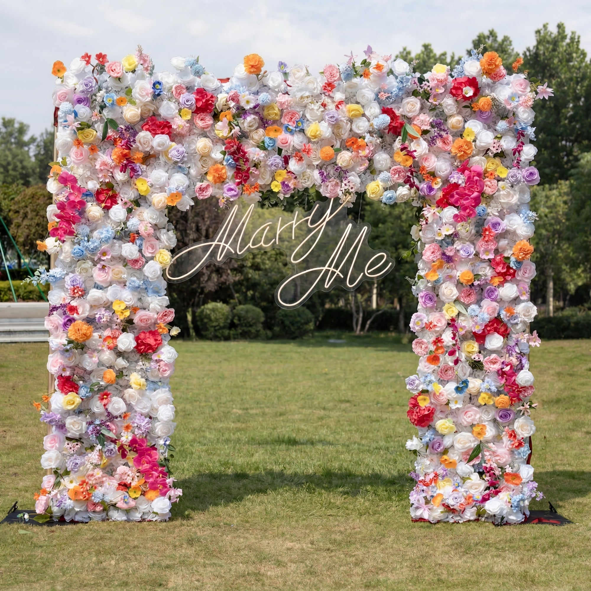 ValarFlower Colorful Floral Arch Backdrop – Artificial Flower Wedding Decor for Ceremony, Party & Event Photo Booth VA-399