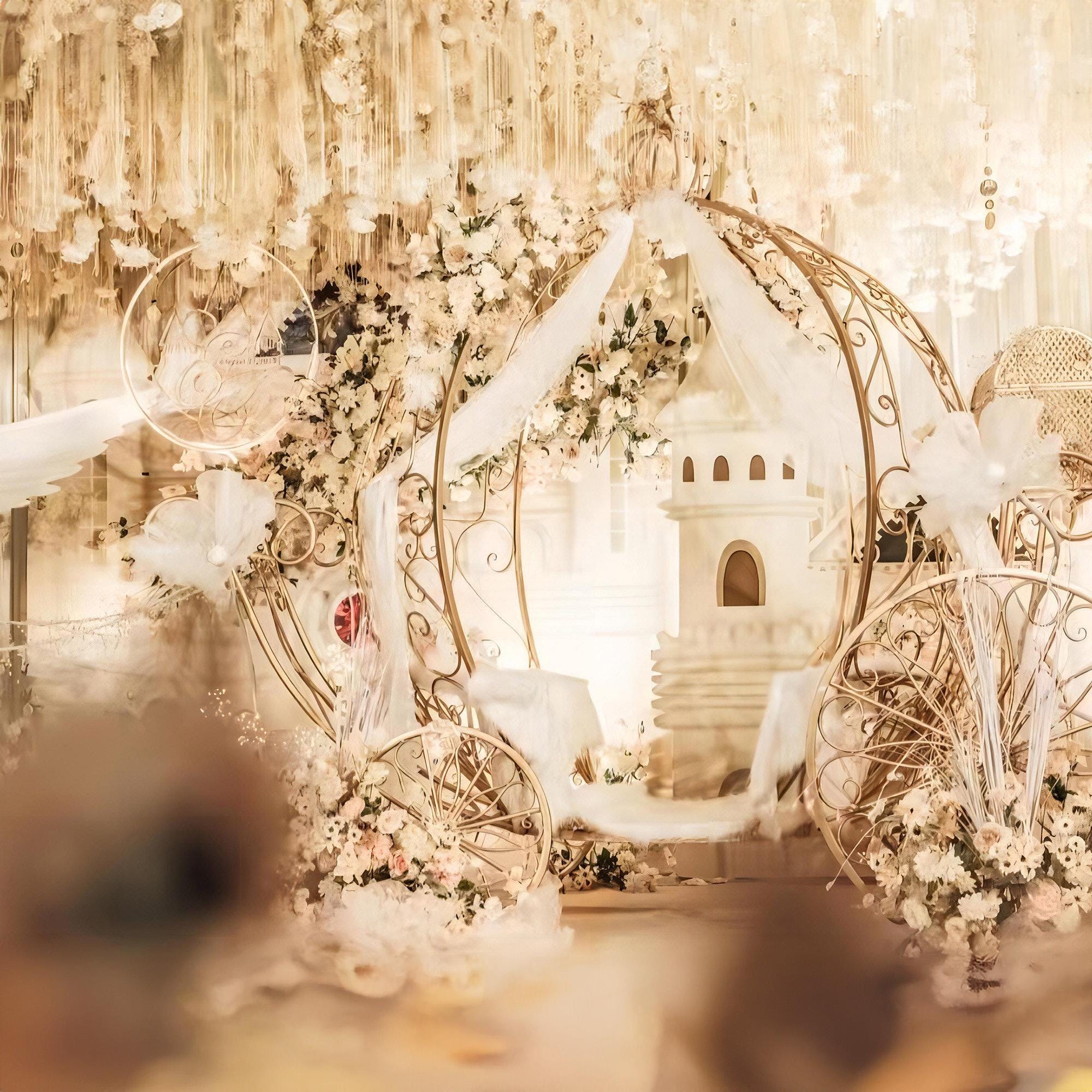 7.9ft Life size Height Fairy Princess Style Cinderella's Fantasy Pumpkin Carriage for Castle Decorating/ Halloween/ Baby Shower /Wedding Invitation Decor