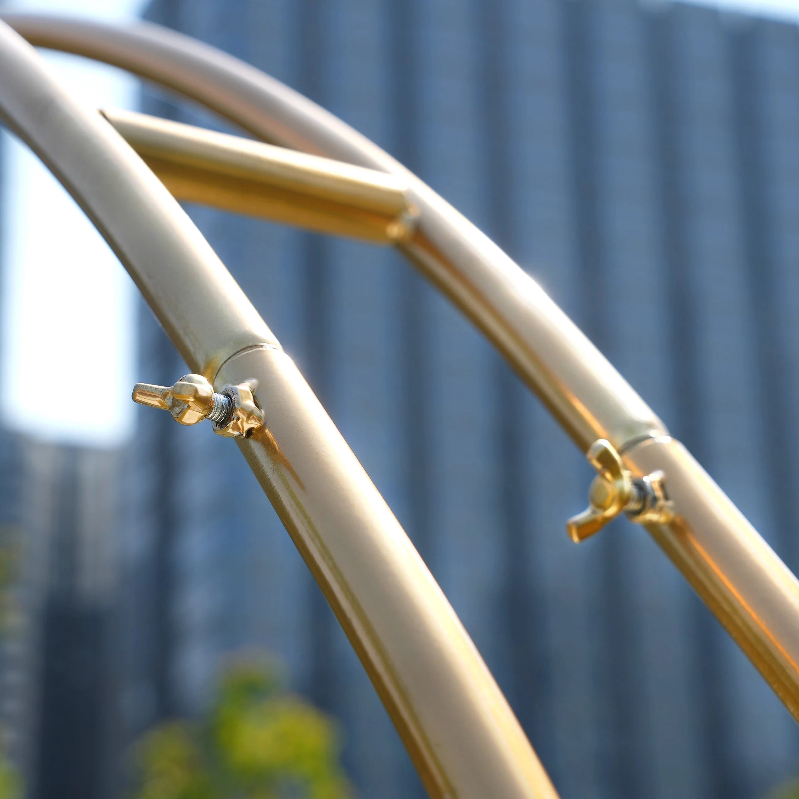 Double Ring Metal Wedding Arch Gold & White Customizable, Extra Stable