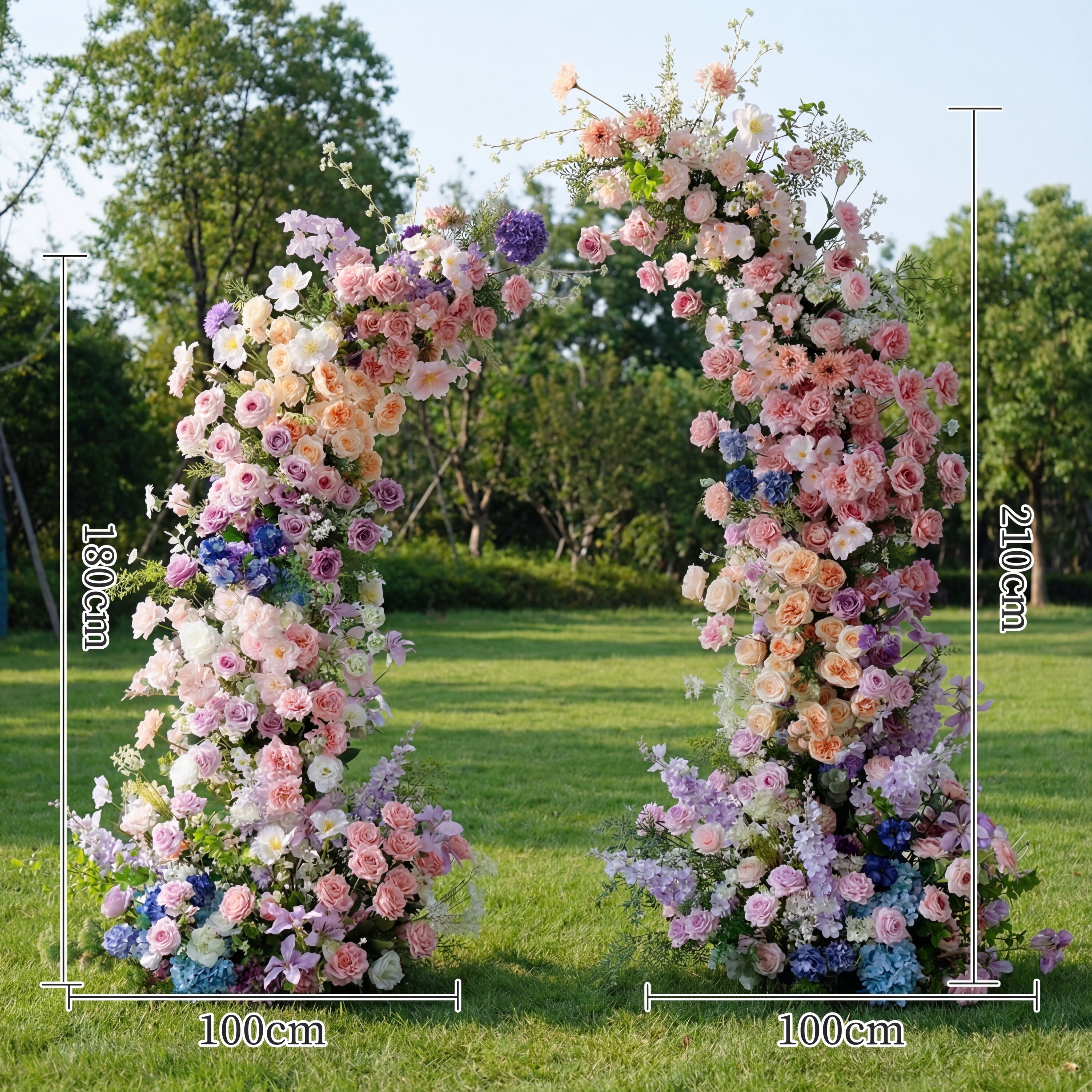 Arche florale élégante en forme de lune pour cérémonie de mariage - Arche de fleurs artificielles pour mariages, événements et occasions spéciales
