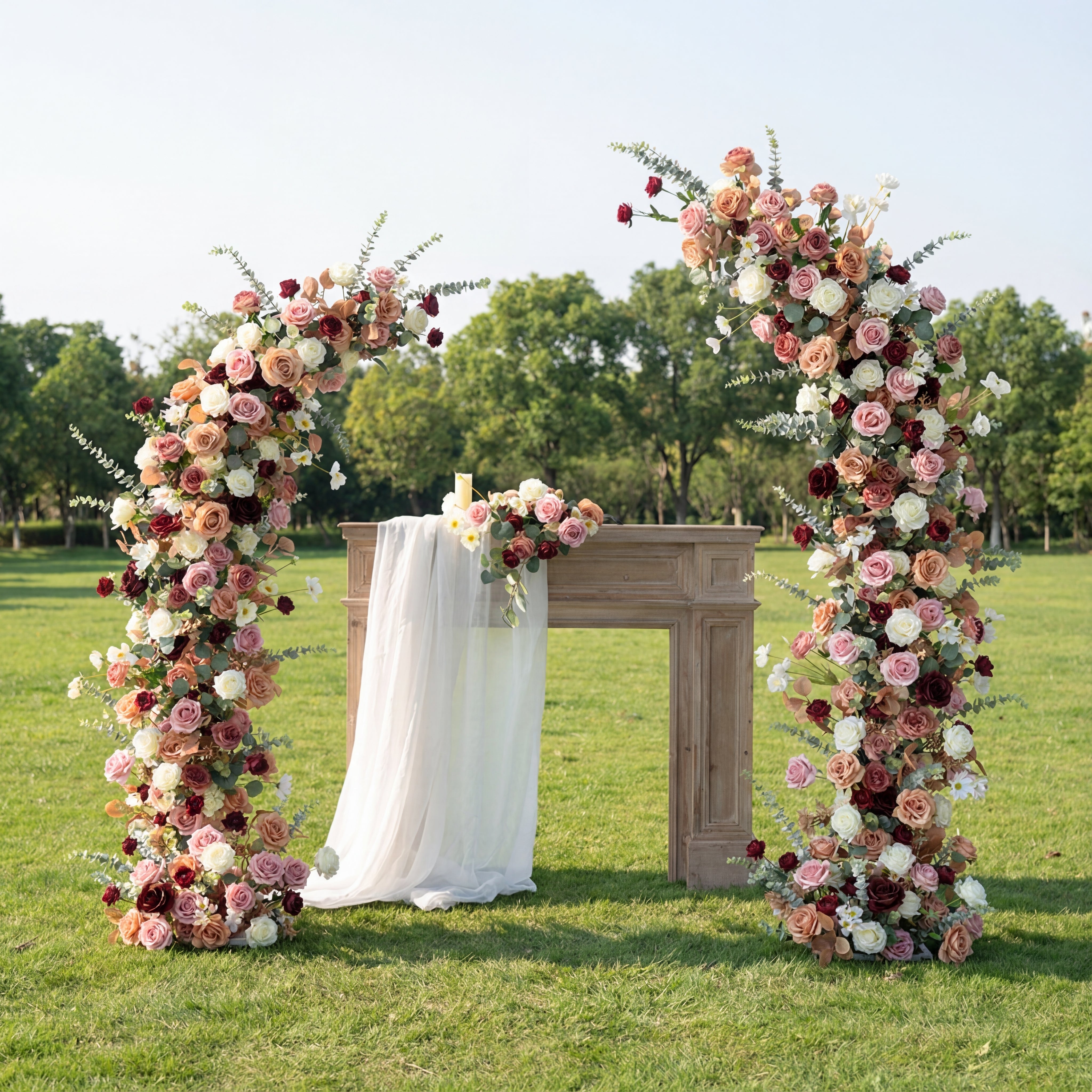 Arco de Cuerno Valar Dusty Rose, Fondo Floral Artificial, Decoración Vintage para Ceremonia de Boda, Accesorio Elegante para Fotografía de Eventos VA-348