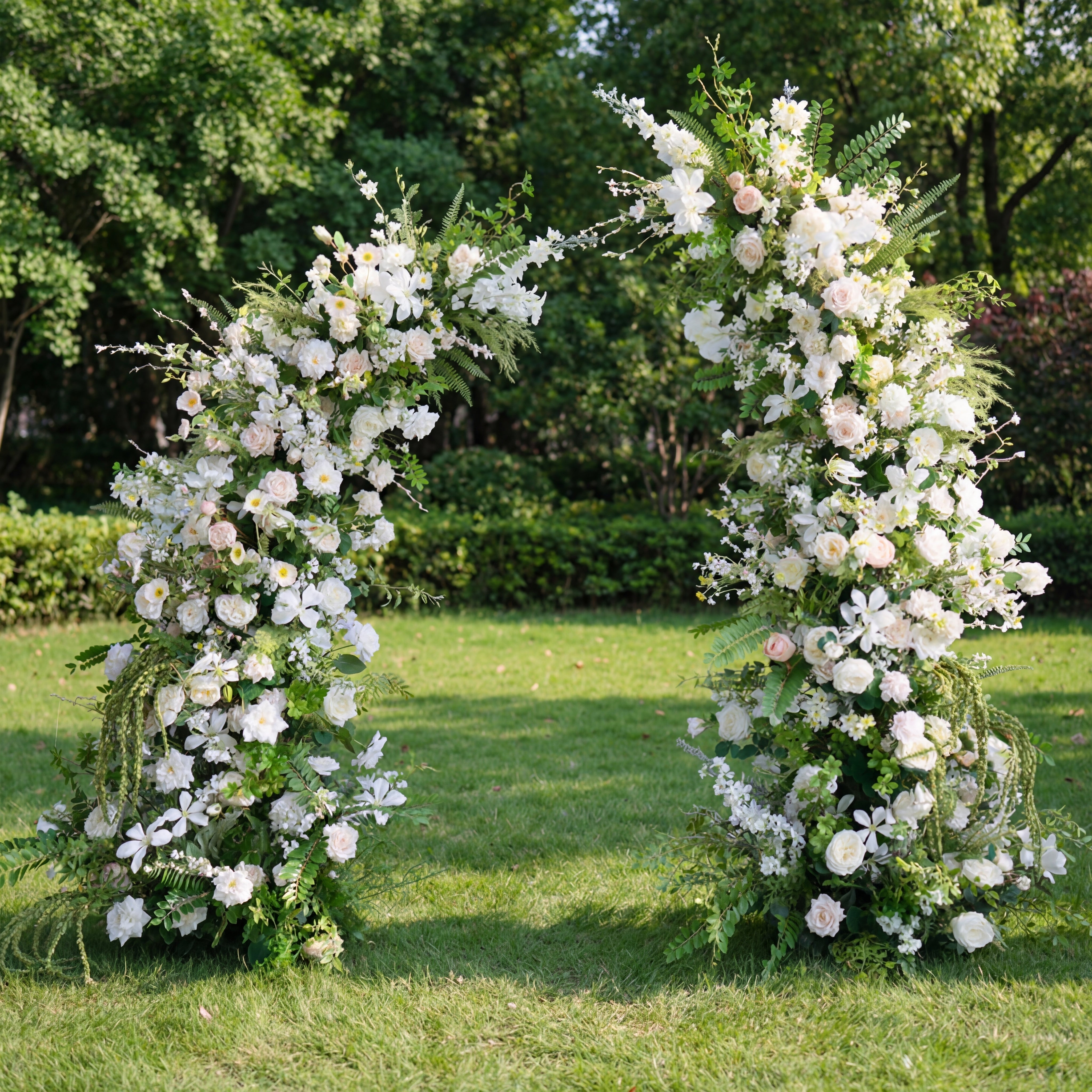 우아한 달 모양 결혼식 꽃 아치 - 결혼식, 행사 및 특별 행사를 위한 인공 꽃 아치