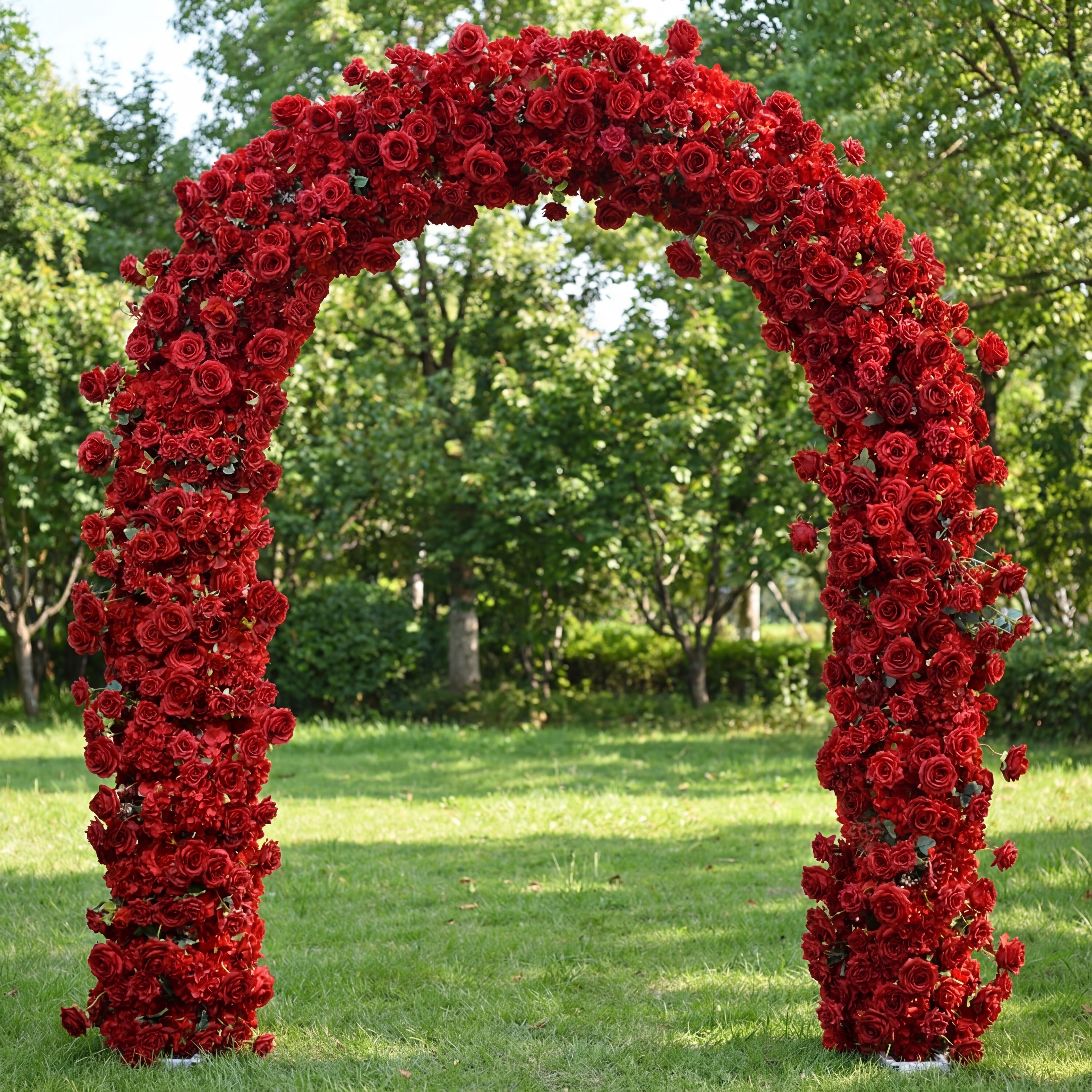 Valar Red Rose Floral Arch, Artificial Flower Backdrop, Wedding Ceremony Decor, Event Photography Prop VA-331