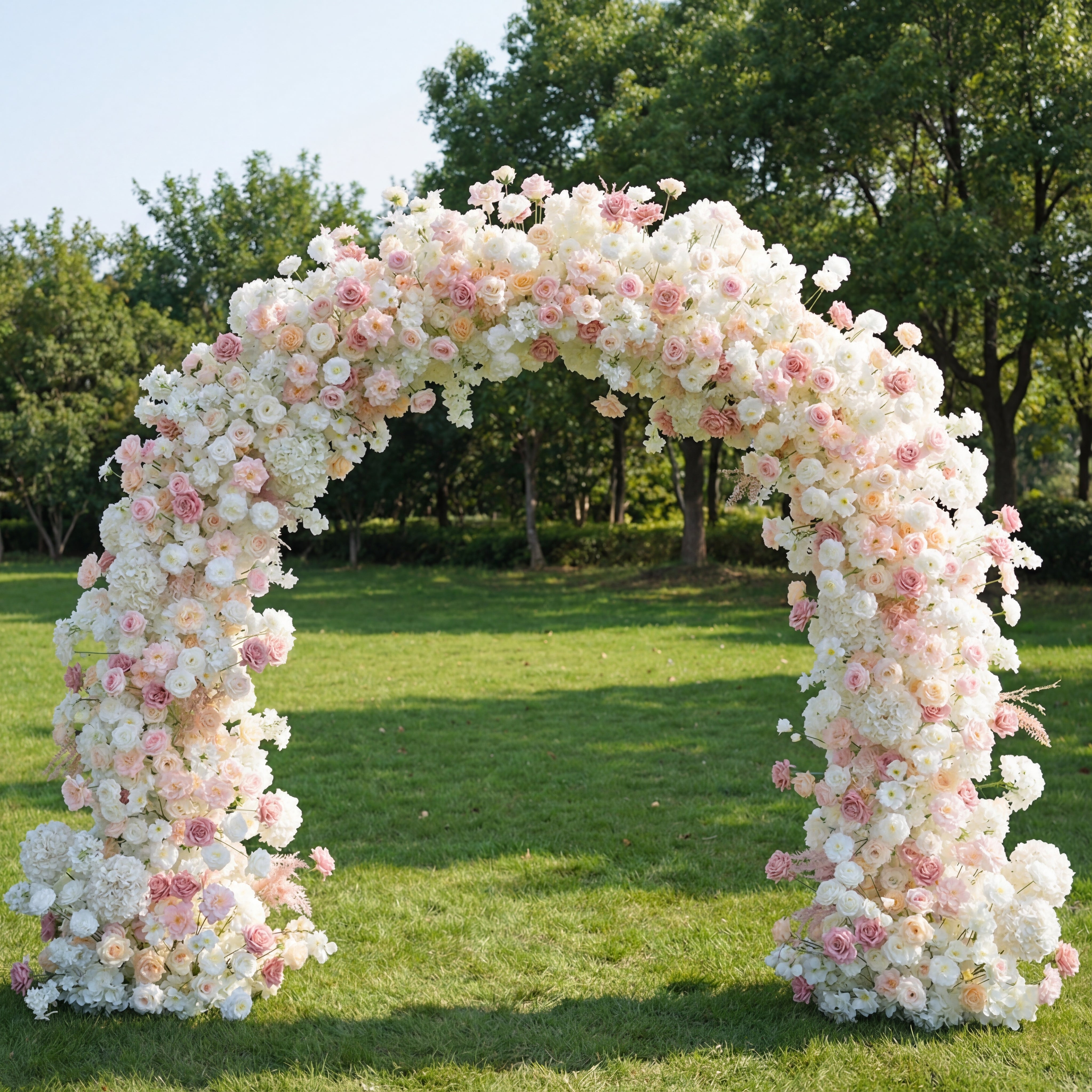 Arco Floral Artificial Inspirado en el Arcoíris – Fondo de Boda Impactante con Bloques de Color Audaces VA-368