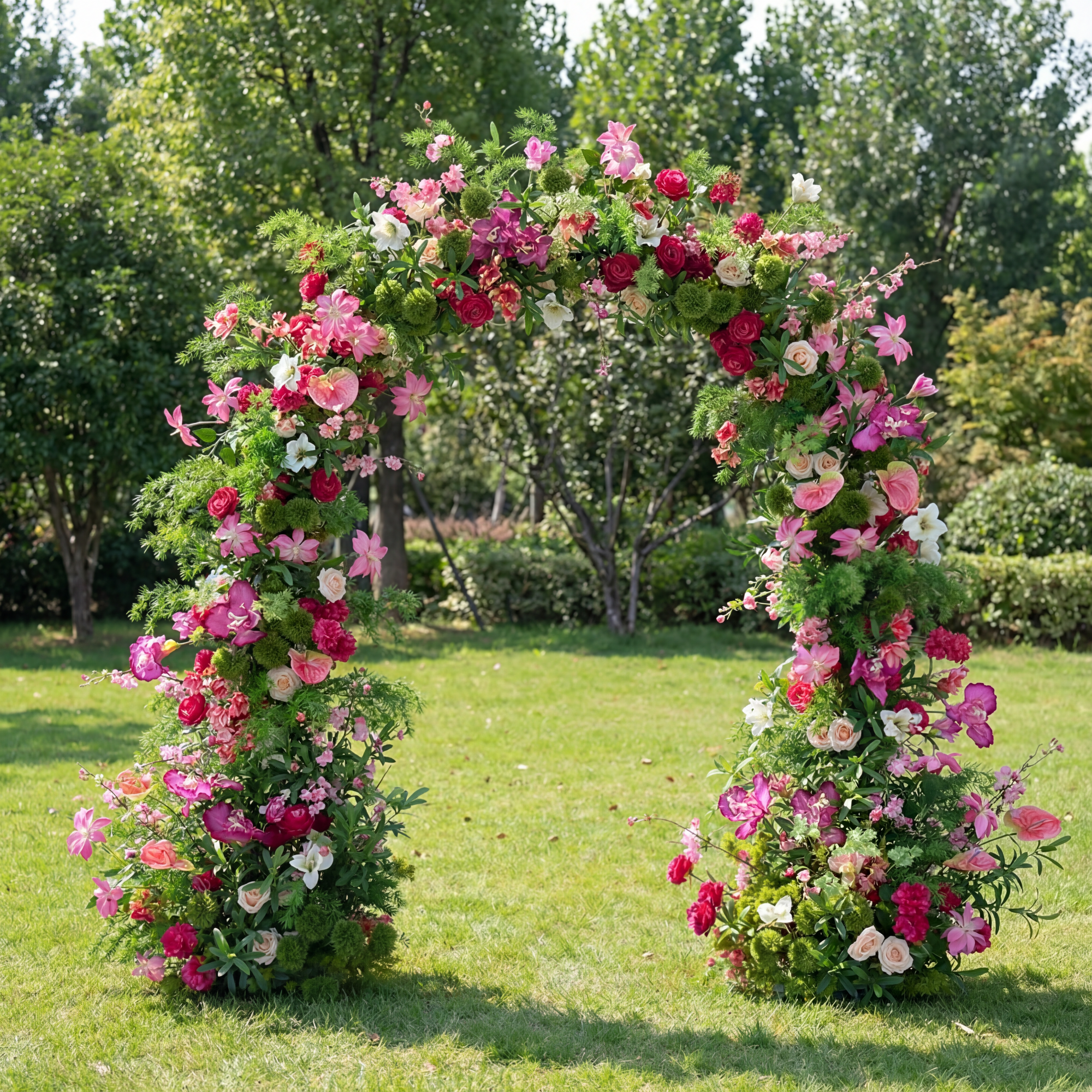 Arco de Flores Artificiales Inspirado en Monet – Fondo Colorido Impresionista para Bodas, Ceremonias o Eventos VA-366