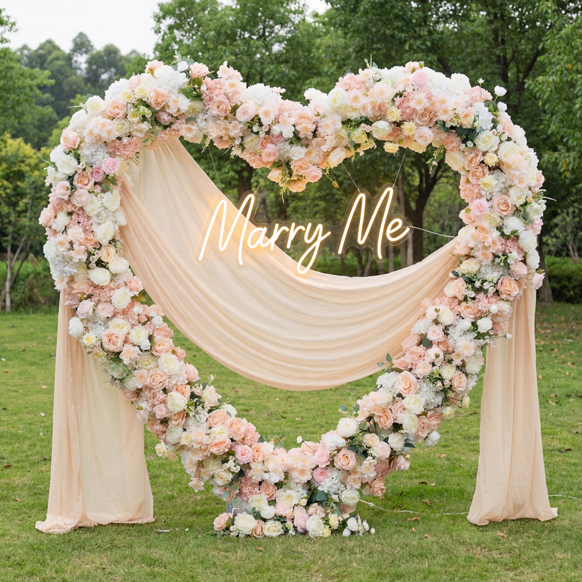 Luxury 5D Pink Heart-Shaped Floral Wedding Backdrop, Artificial Flower Arrangement Decor, Romantic Flower Arch Stand HA-401