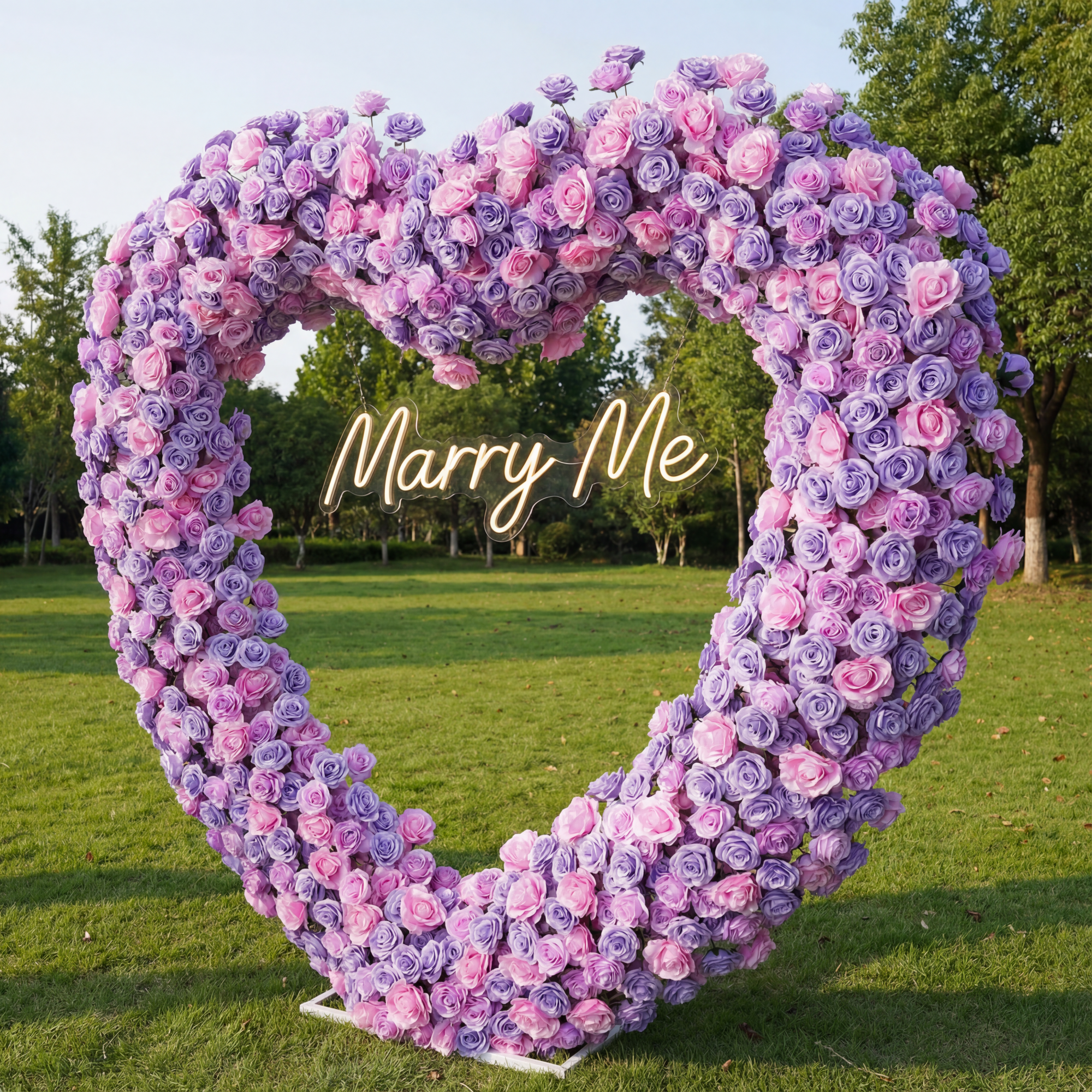Purple & Pink Faux Rose Heart Arch – Wedding Ceremony Decoration and Photo Backdrop Display HA-404