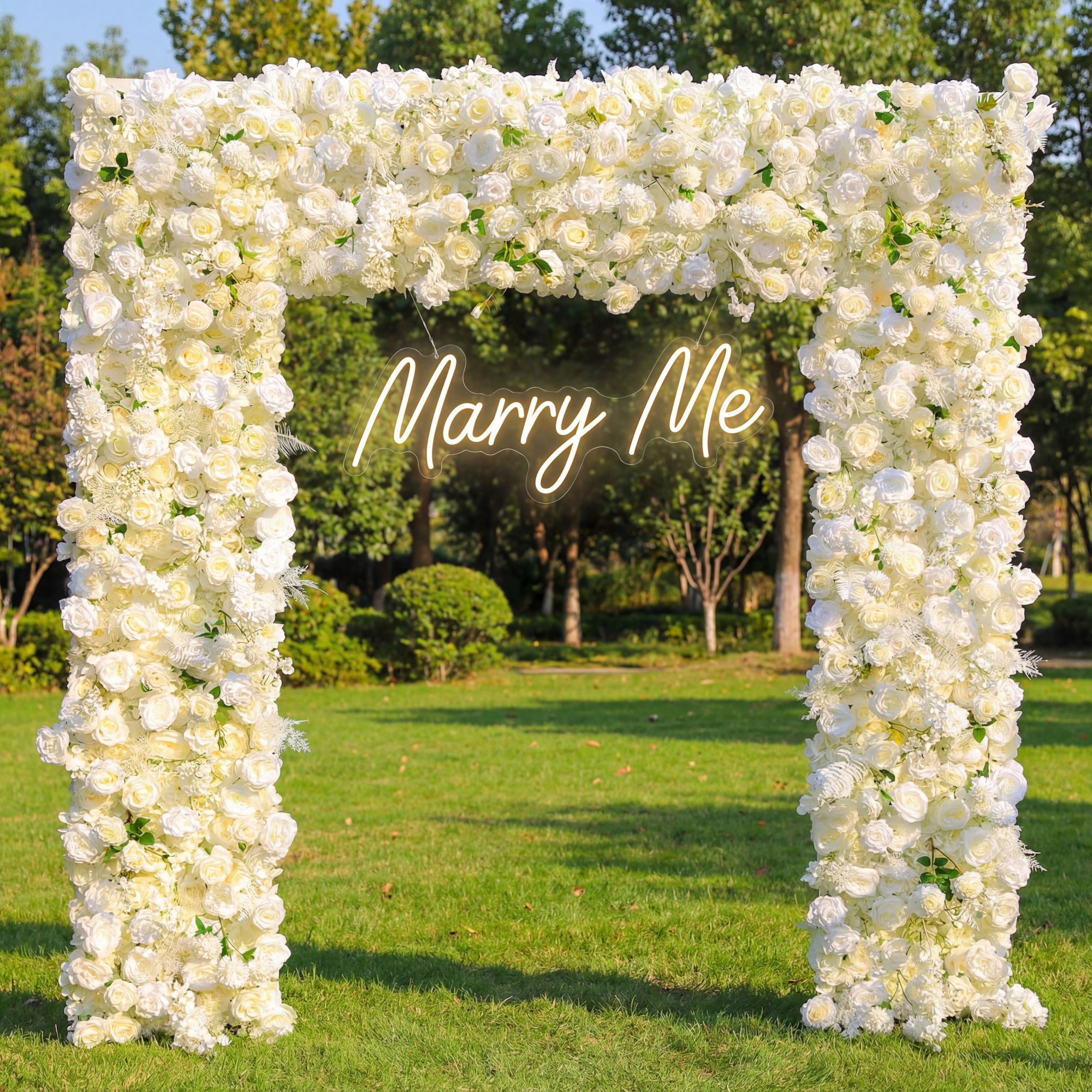 Elegant All-White Faux Floral Archway – Rectangular Flower Frame for Weddings, Parties, and Photoshoots VA-356