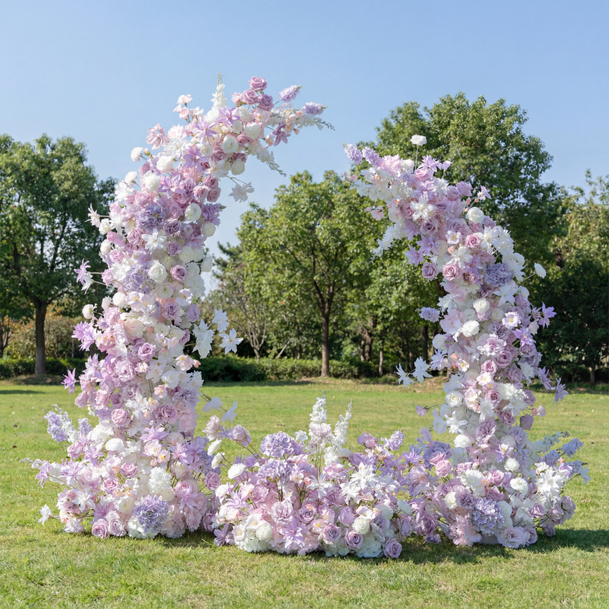 Valar Flower Soft Pink & Lavender Faux Floral Arch Set for Outdoor Wedding Ceremony VA-393