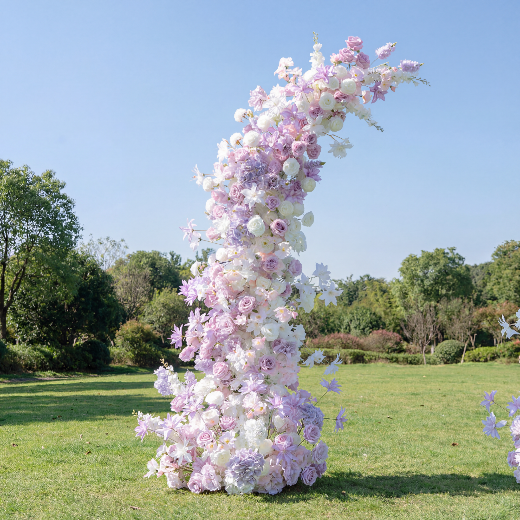 Valar Flower Soft Pink & Lavender Faux Floral Arch Set for Outdoor Wedding Ceremony VA-393