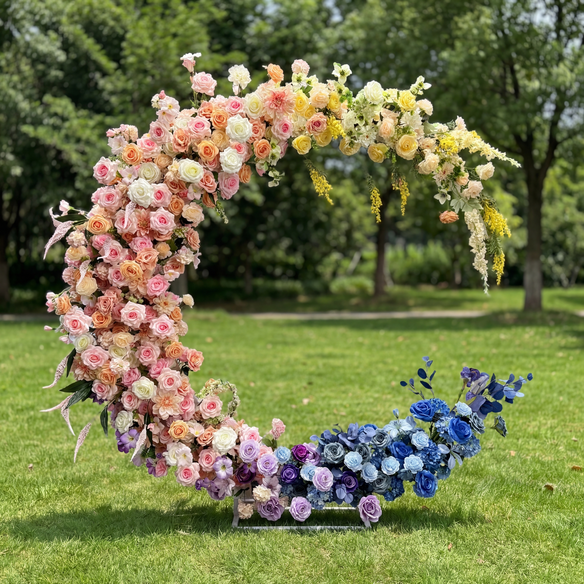 6.5 x 6.5 ft エレガントな人工花 魅惑のフローラルアーチ: 色と優雅さの万華鏡 VA-363