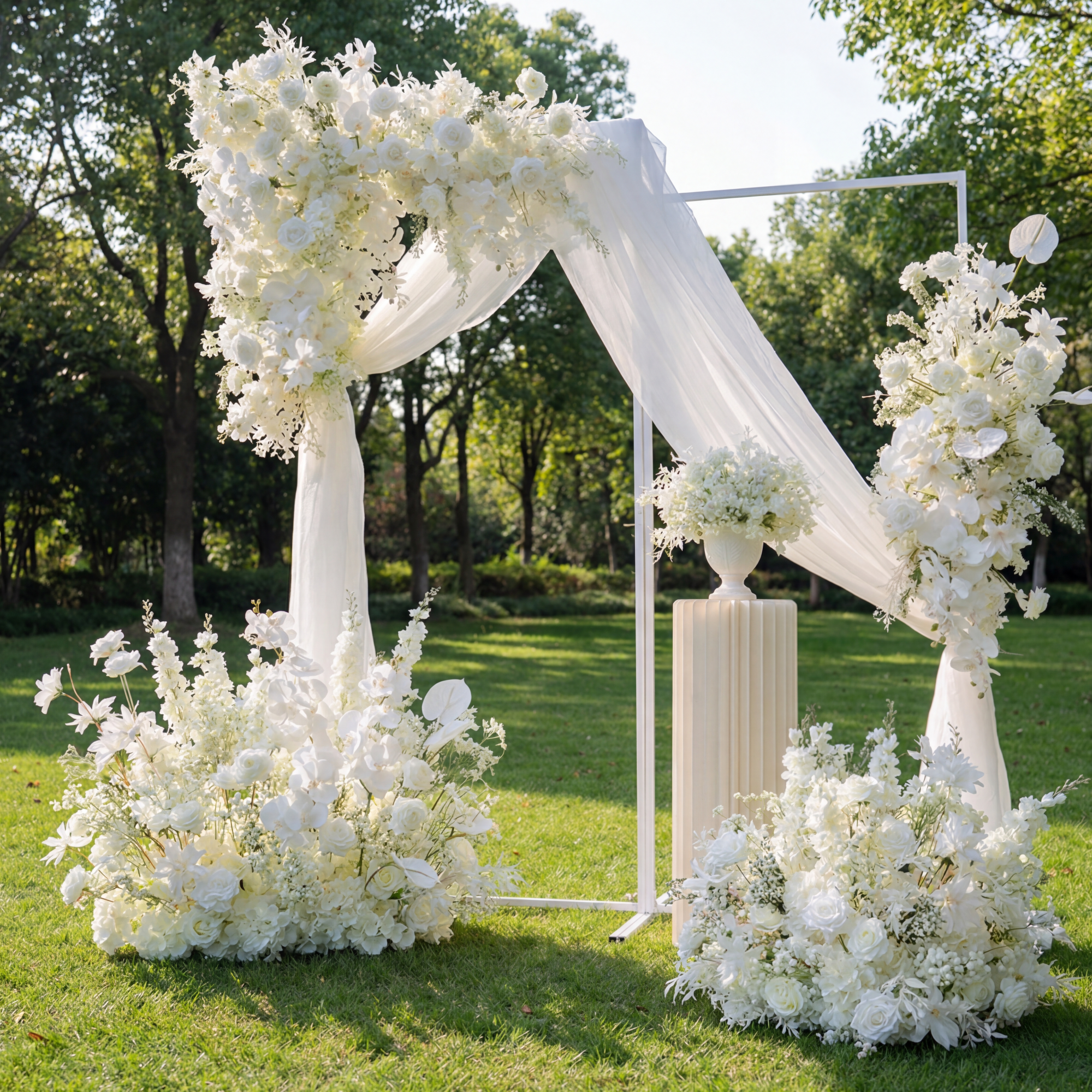 Zeitlose weiße Kunstblumenkollektion – Eleganter Hochzeitshintergrund und Dekoration für den Empfangsbereich FA-248