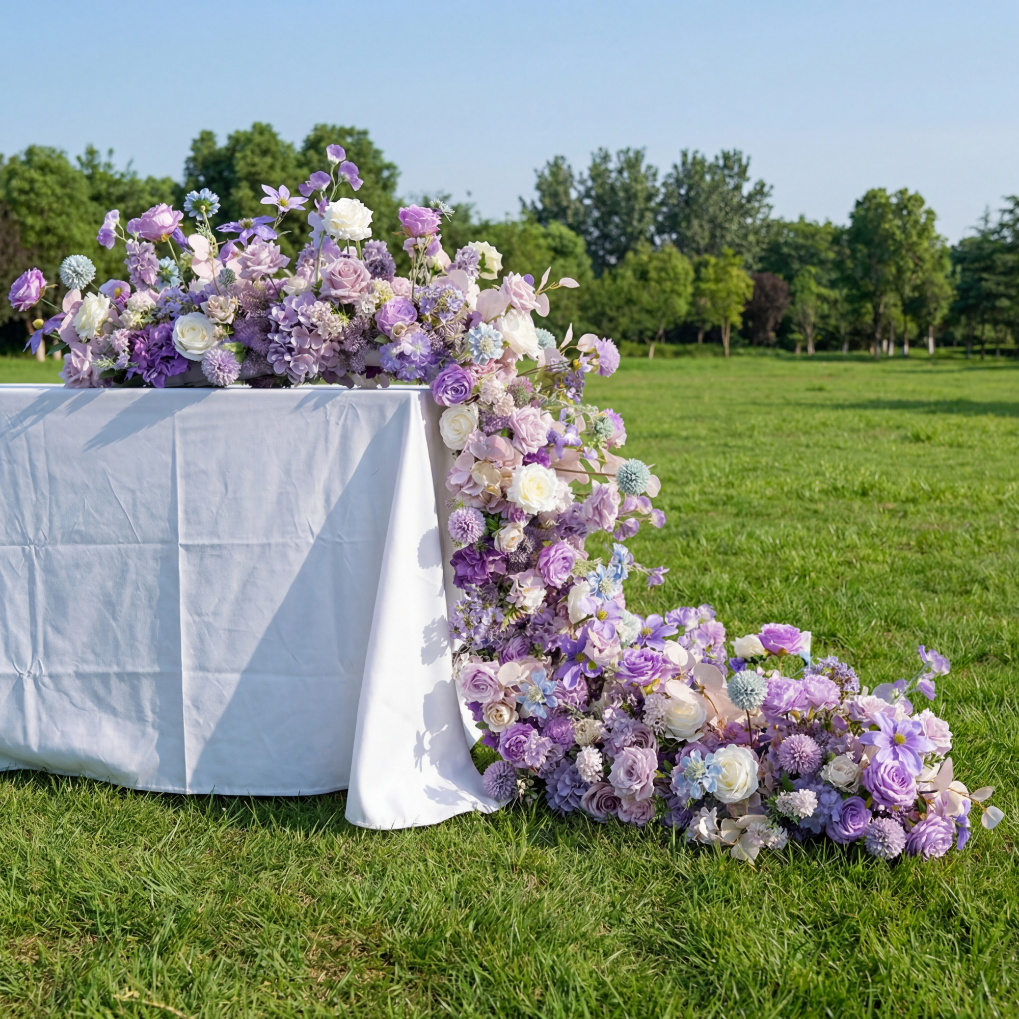 Lavender and Purple Floral Wedding Table Runner, Artificial Flower Arrangement, Reception Decor & Event Display FA-218