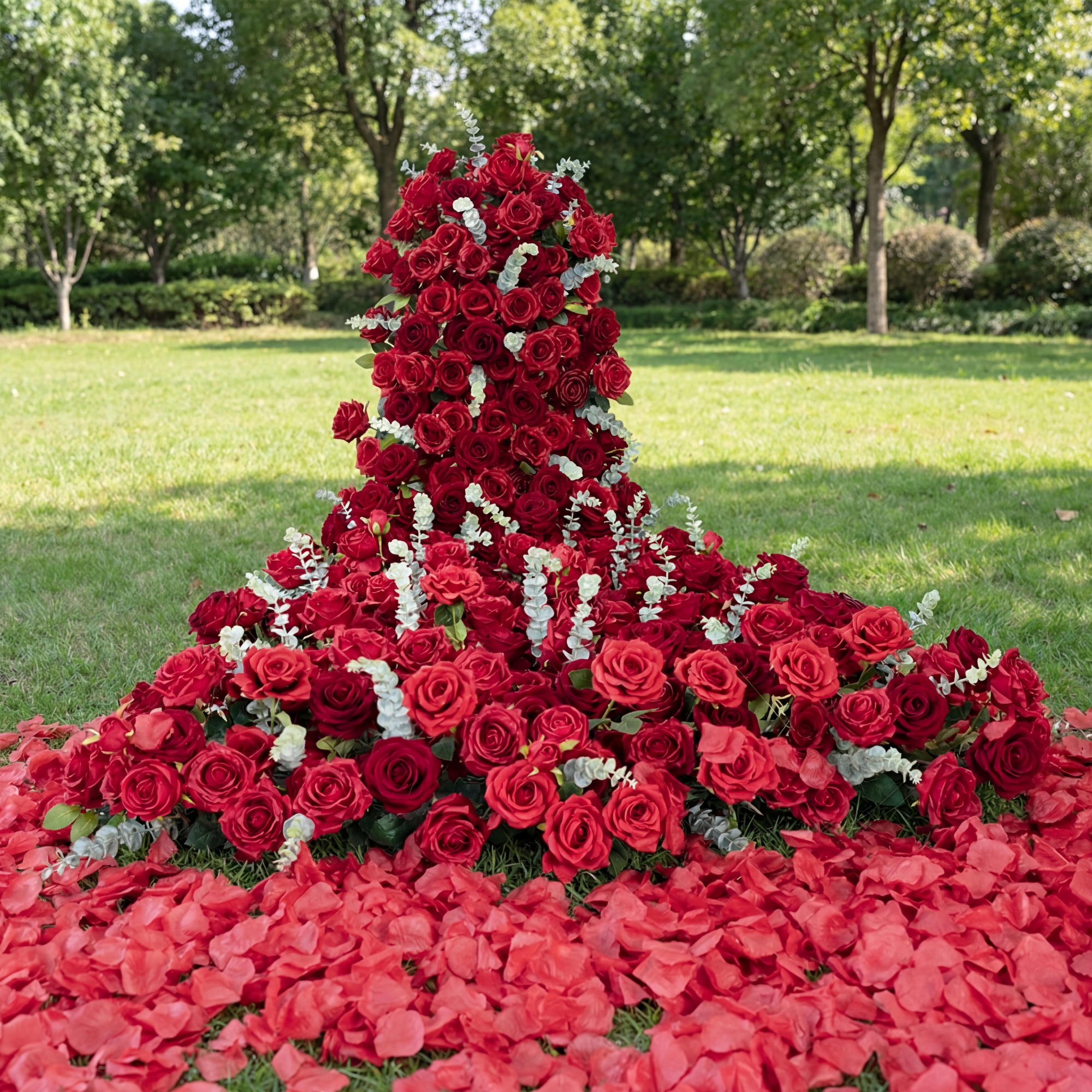 우아한 핑크와 라벤더 꽃무늬 웨딩 테이블 러너, 인공 꽃 장식, 리셉션 장식 및 이벤트 디스플레이 FA-214