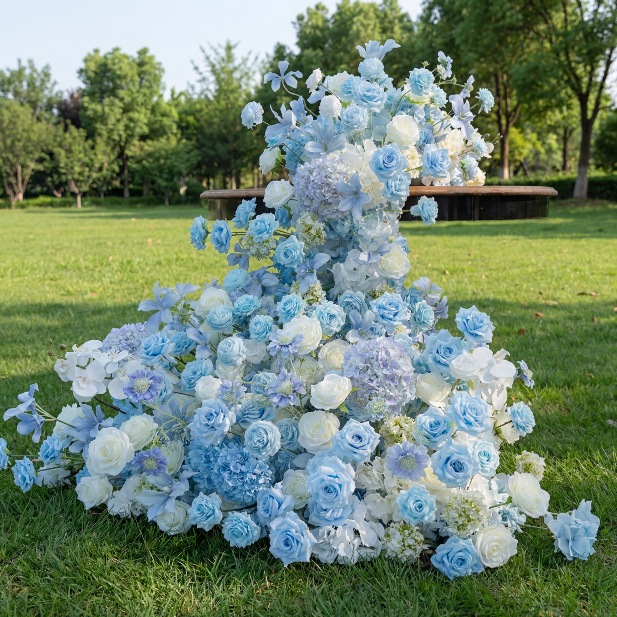 Valar Flower Blue and White Waterfall Artificial Floral Arrangement for Wedding Table Decor FA-308