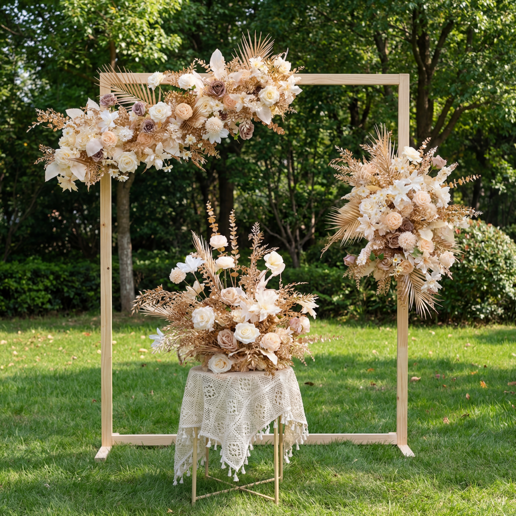 Champagne Beige and Gold Artificial Flower Set – Boho Chic Floral Inst