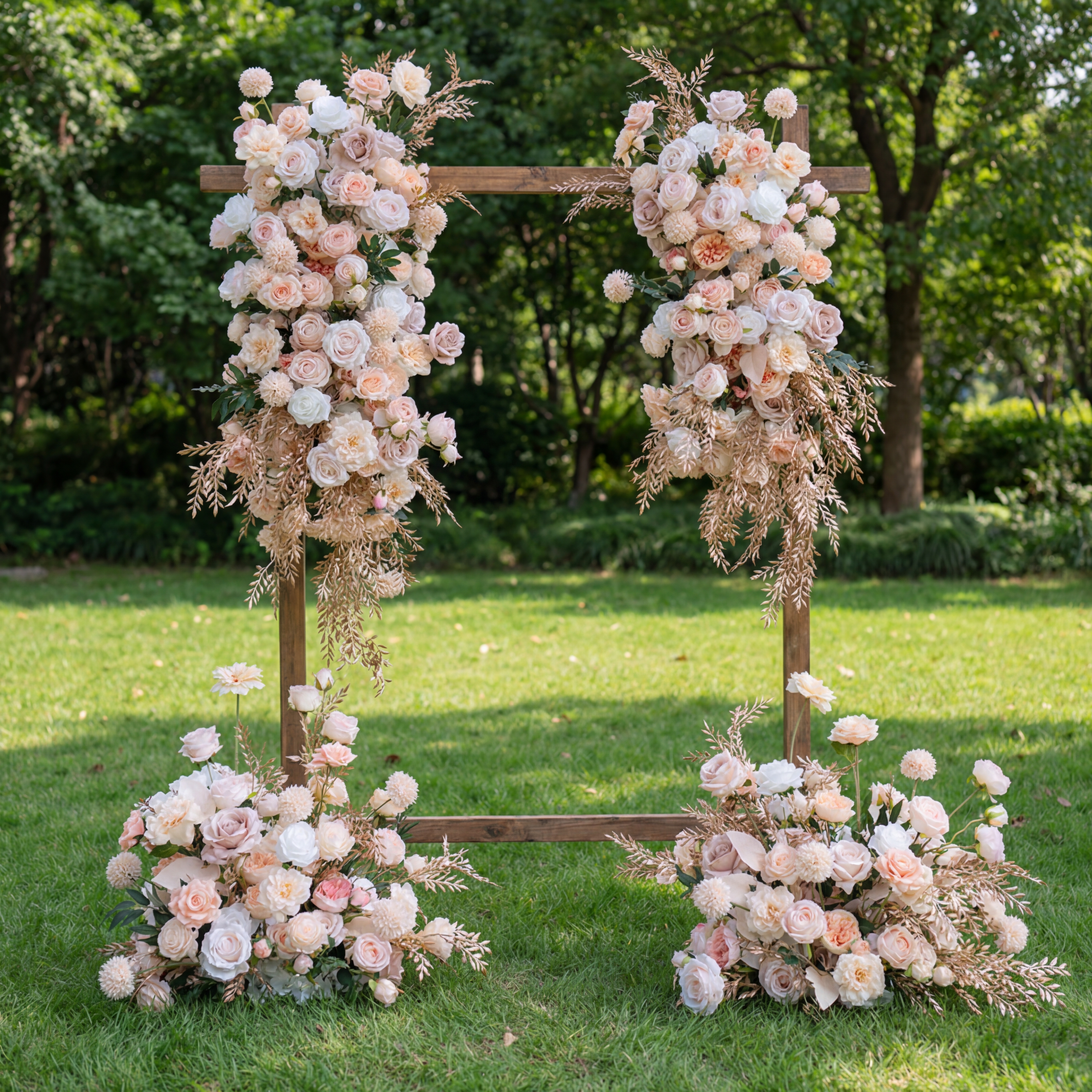 Champagner-Gold Kunstblumen-Set – Elegantes Kunstblumendekor für den Empfangsbereich bei Hochzeiten und als Fotohintergrund FA-252