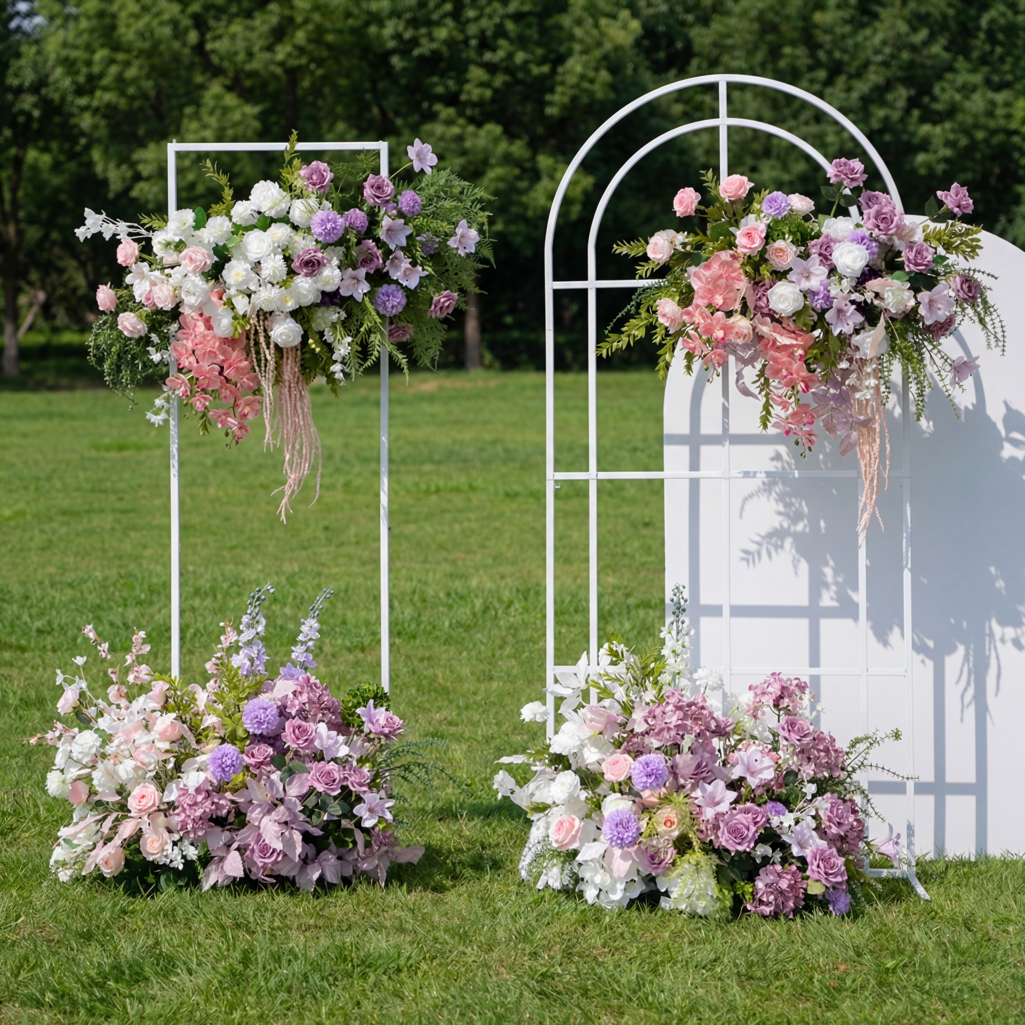 우아한 파란색과 흰색 꽃 장식 결혼식 아치, 인공 꽃 배열, 의식 배경 및 이벤트 장식 FA-211