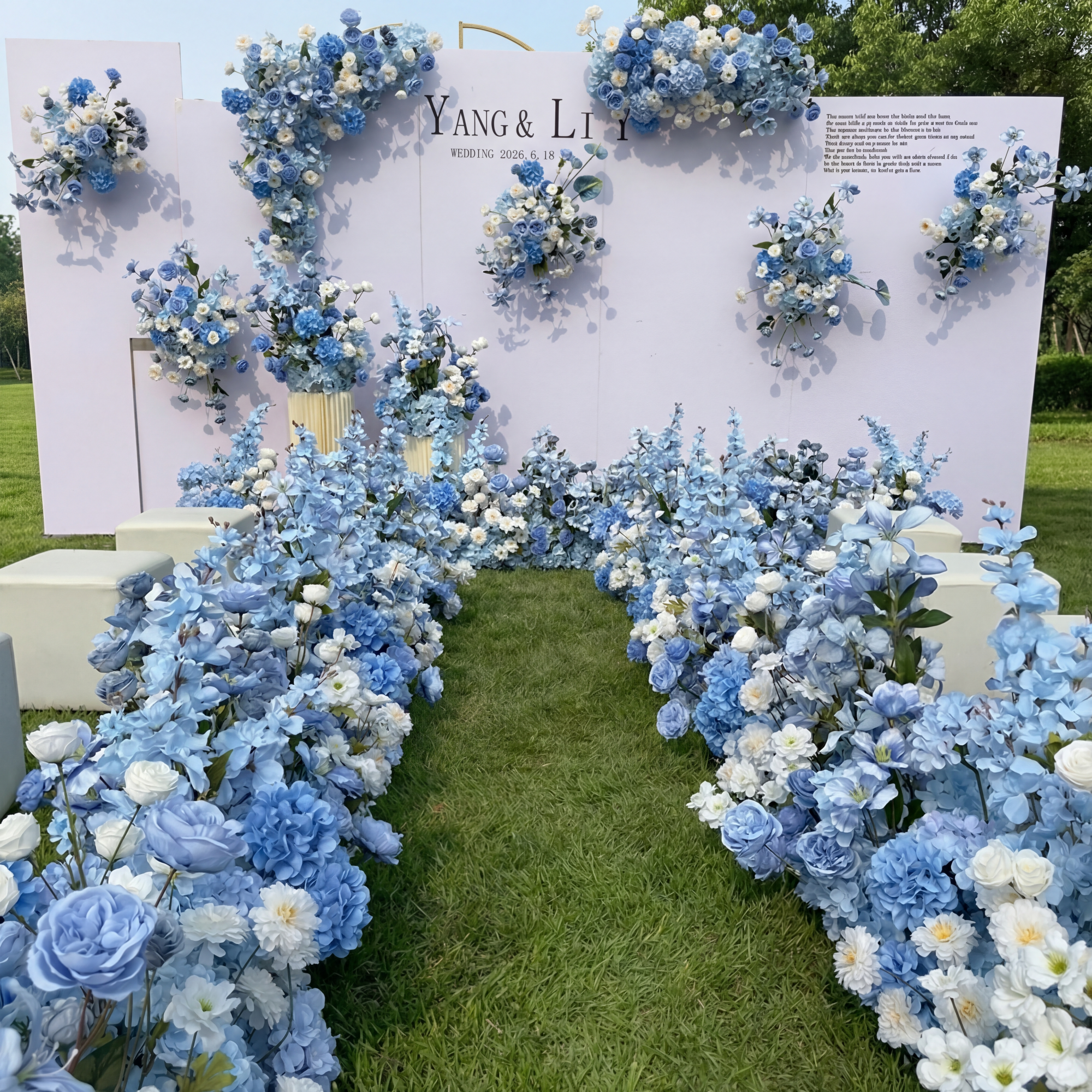 Frühlingsinspiriertes Kunstblumen-Set – Blaues und gelbes Kunstblumen-Set für Veranstaltungen FA-264