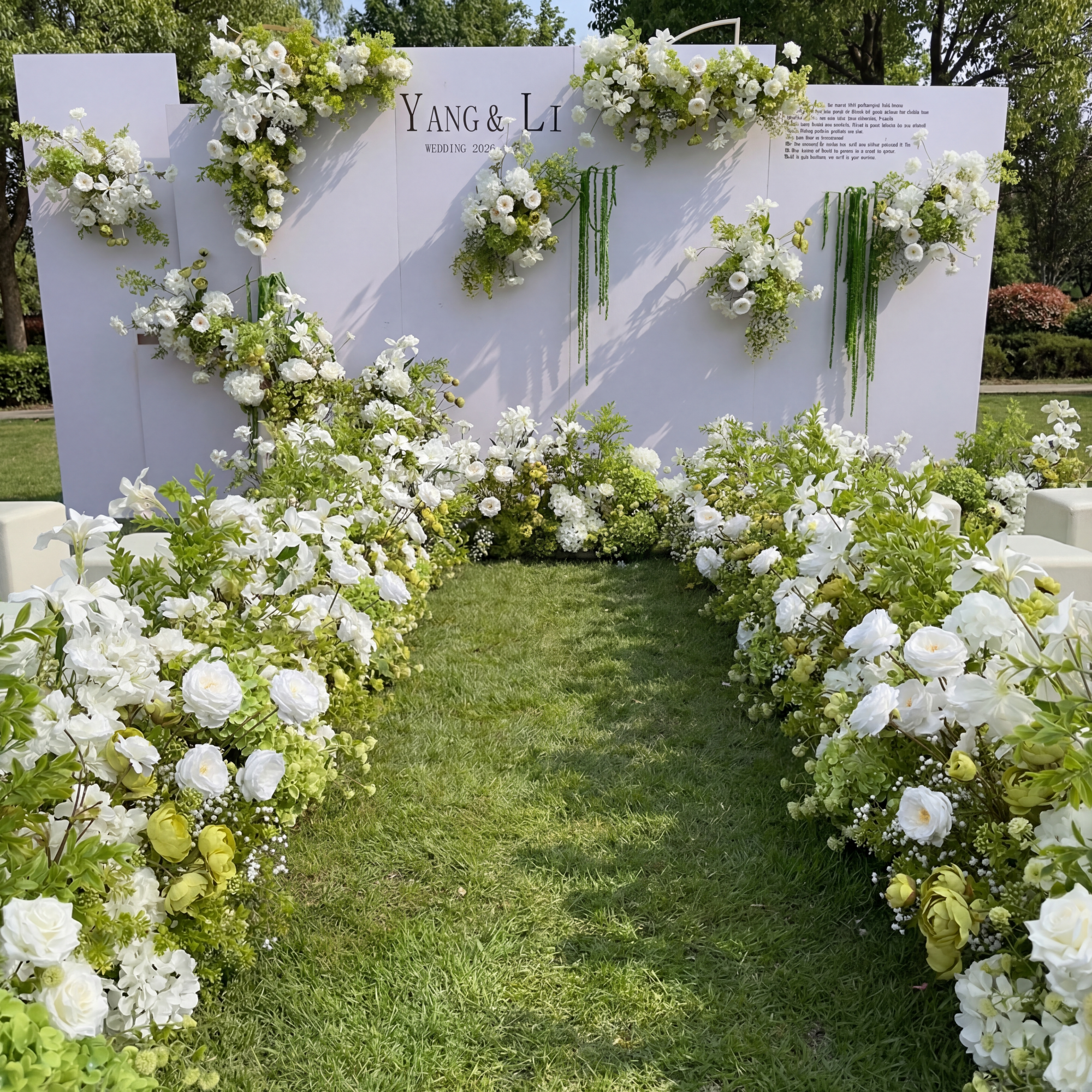 Valar Flower White Forest-Inspired Wedding Aisle Floral Runner — Artificial Ceremony Flowers & Decorative Arrangements WF-115
