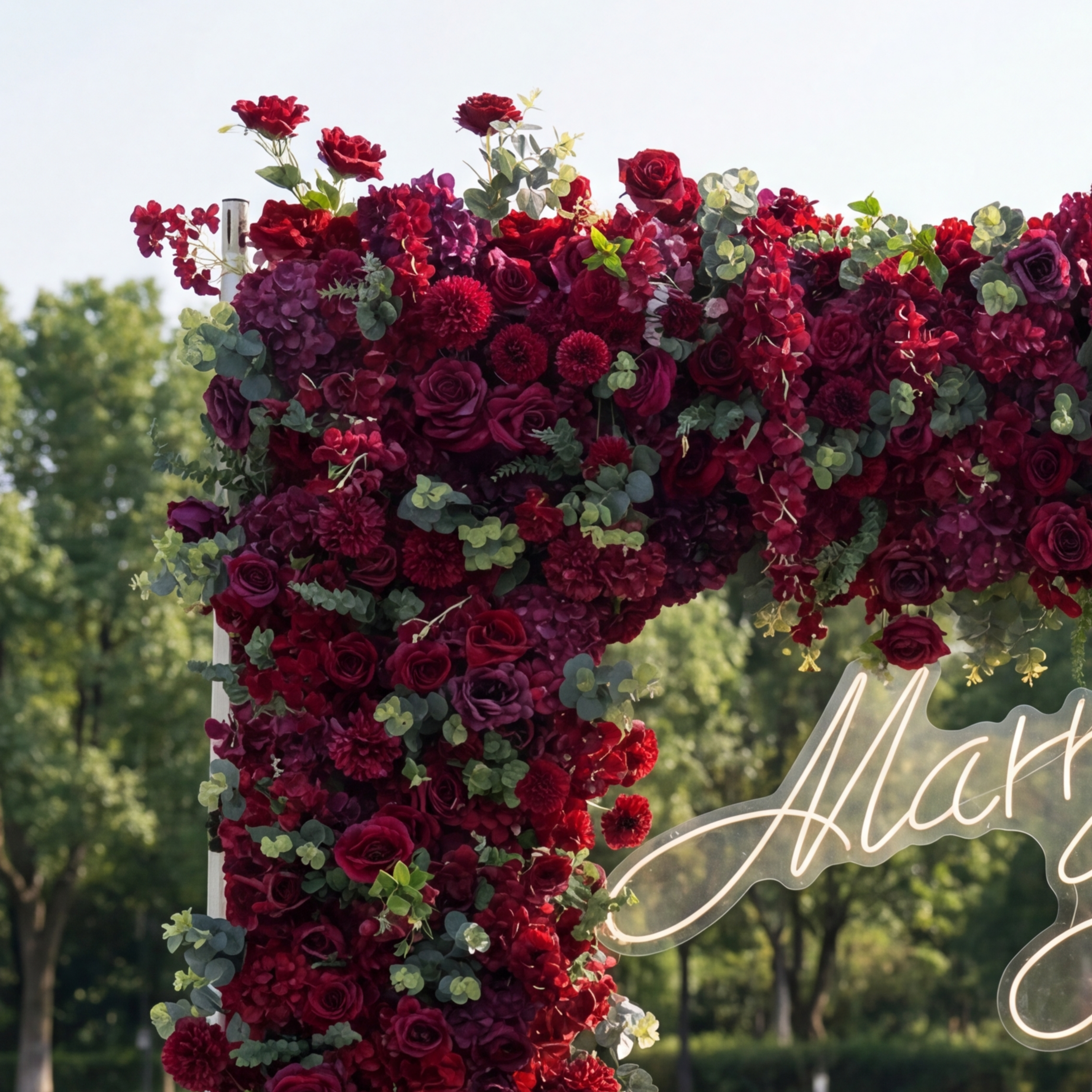 Valar Flower Red Floral Arch, Artificial Backdrop, Romantic Wedding Ceremony Decor, Elegant Event Photography Prop VF-490-5
