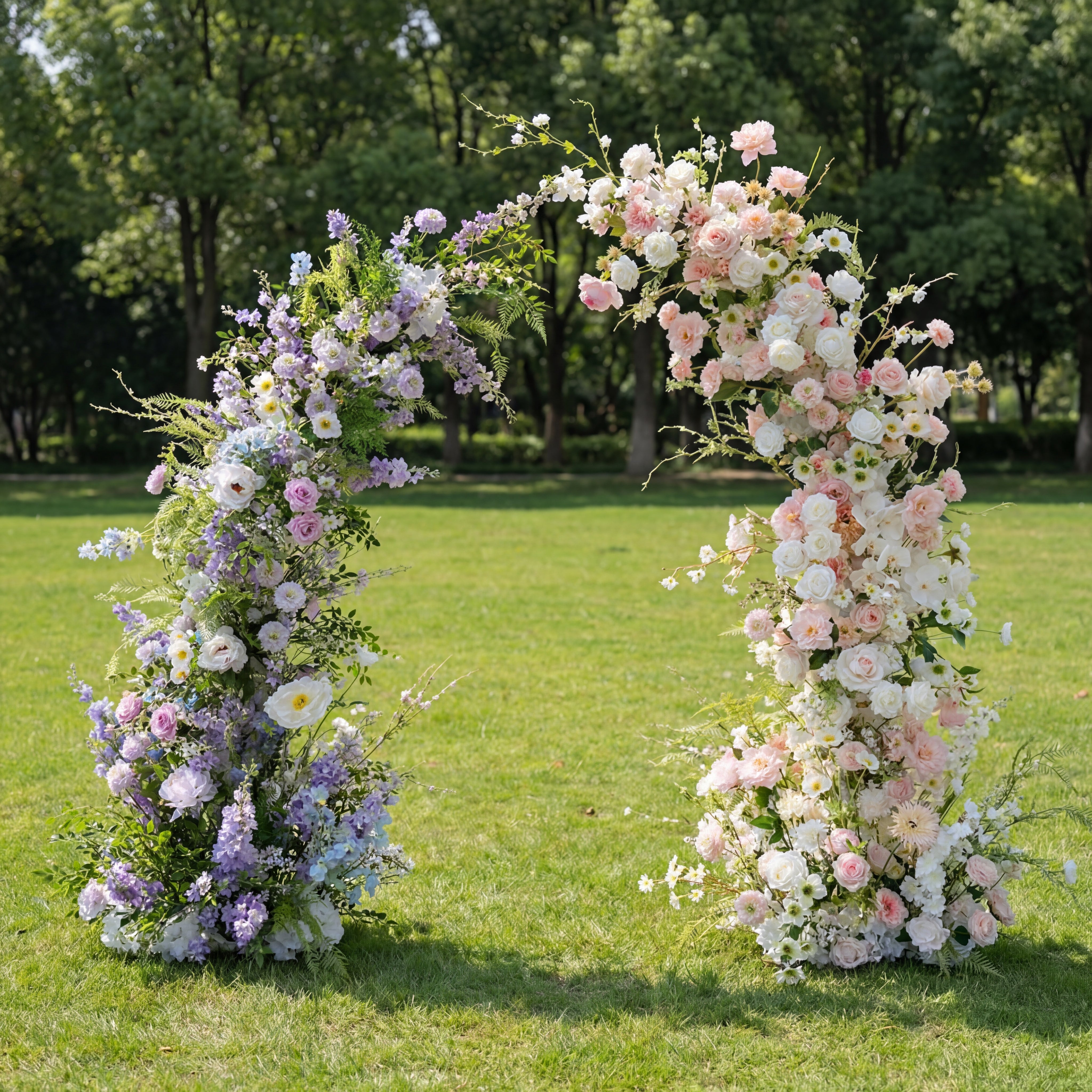 Valar Flower Luxury Crescent Floral Arch Set – Lavender & Blush Wedding Ceremony Backdrop VA-394