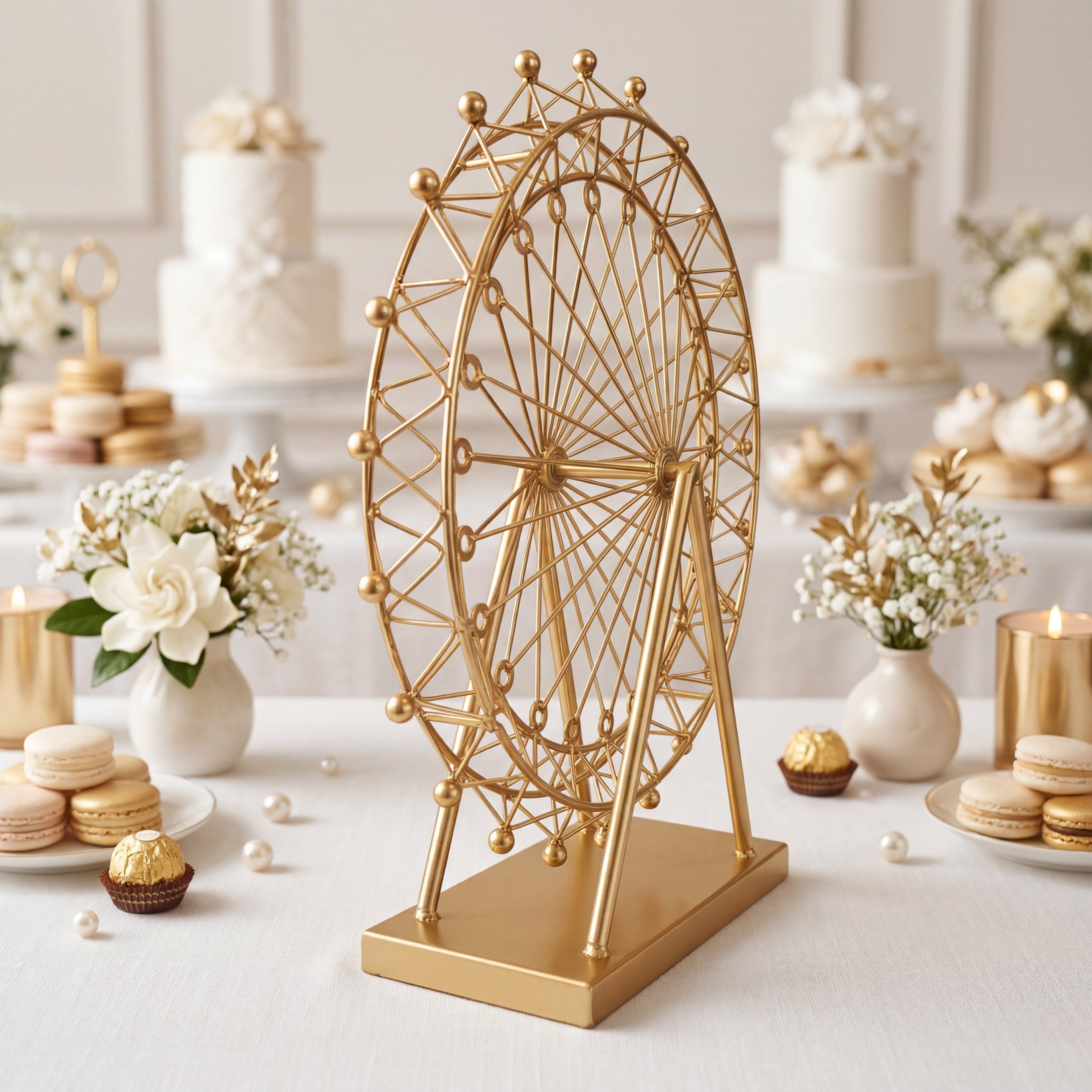 ValarFlower Gold Ferris Wheel Dessert Stand | Luxury Wedding Dessert Display Stand for Candy Bar, Party & Event Table Decor