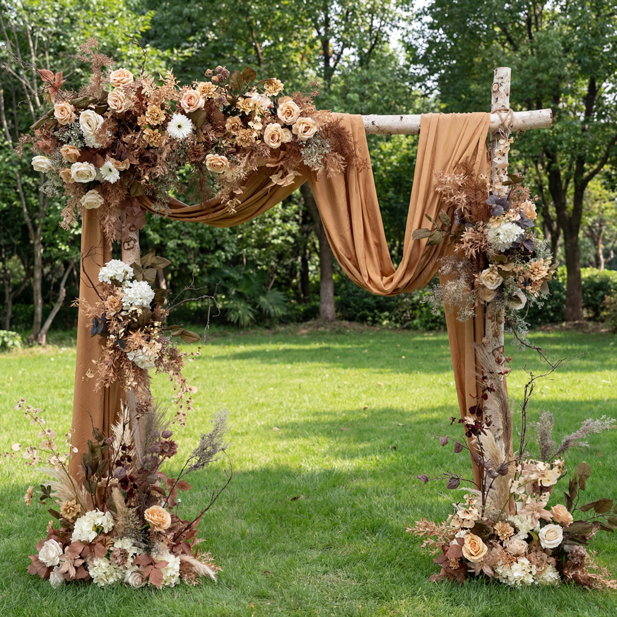 ValarFlower Rustic Brown Floral Arch Set – Artificial Fall Wedding Backdrop for Ceremony, Party & Event Decor FA-325