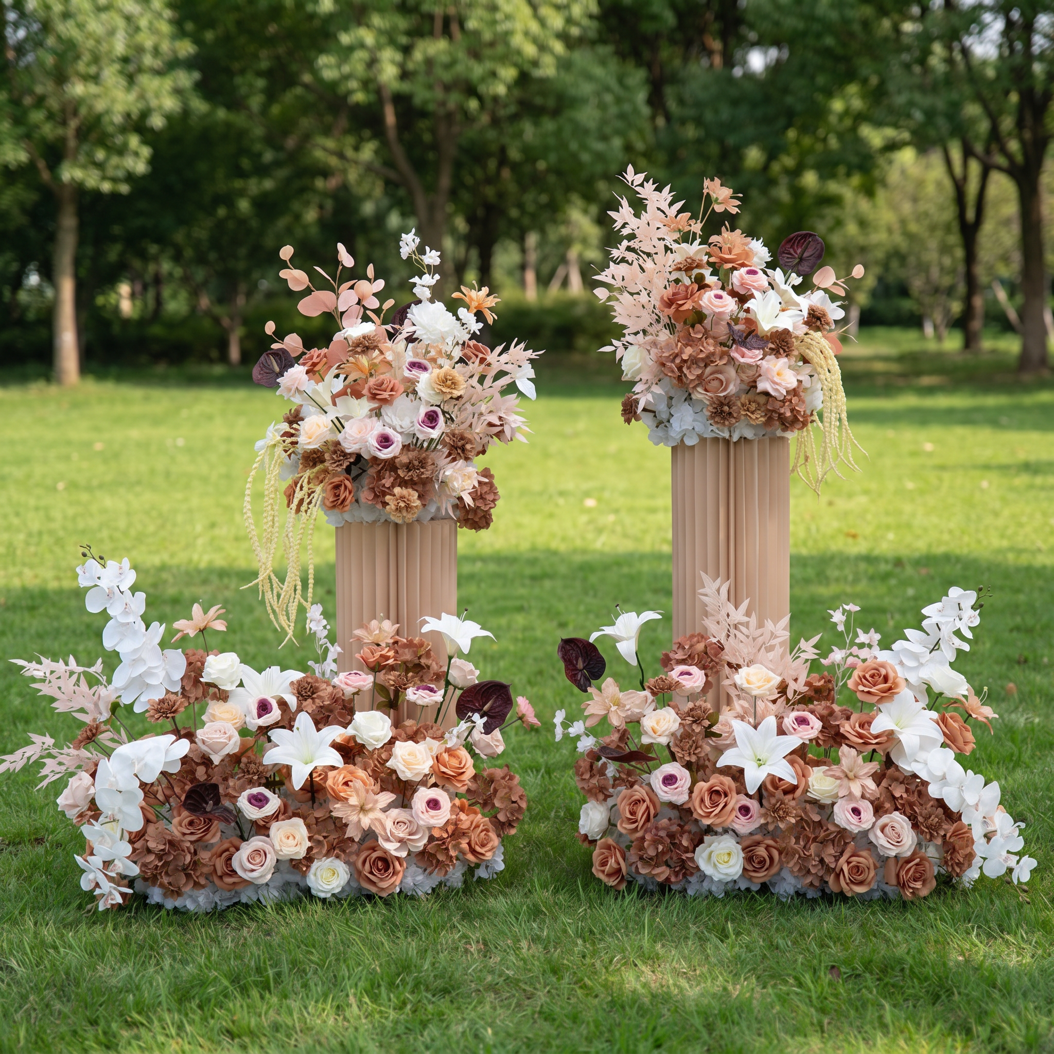 Schwarz-rosa Kunstblumen-Set – Moderne Geburtstagsparty-Hintergrunddekoration mit Kunstblumenarrangement FA-255