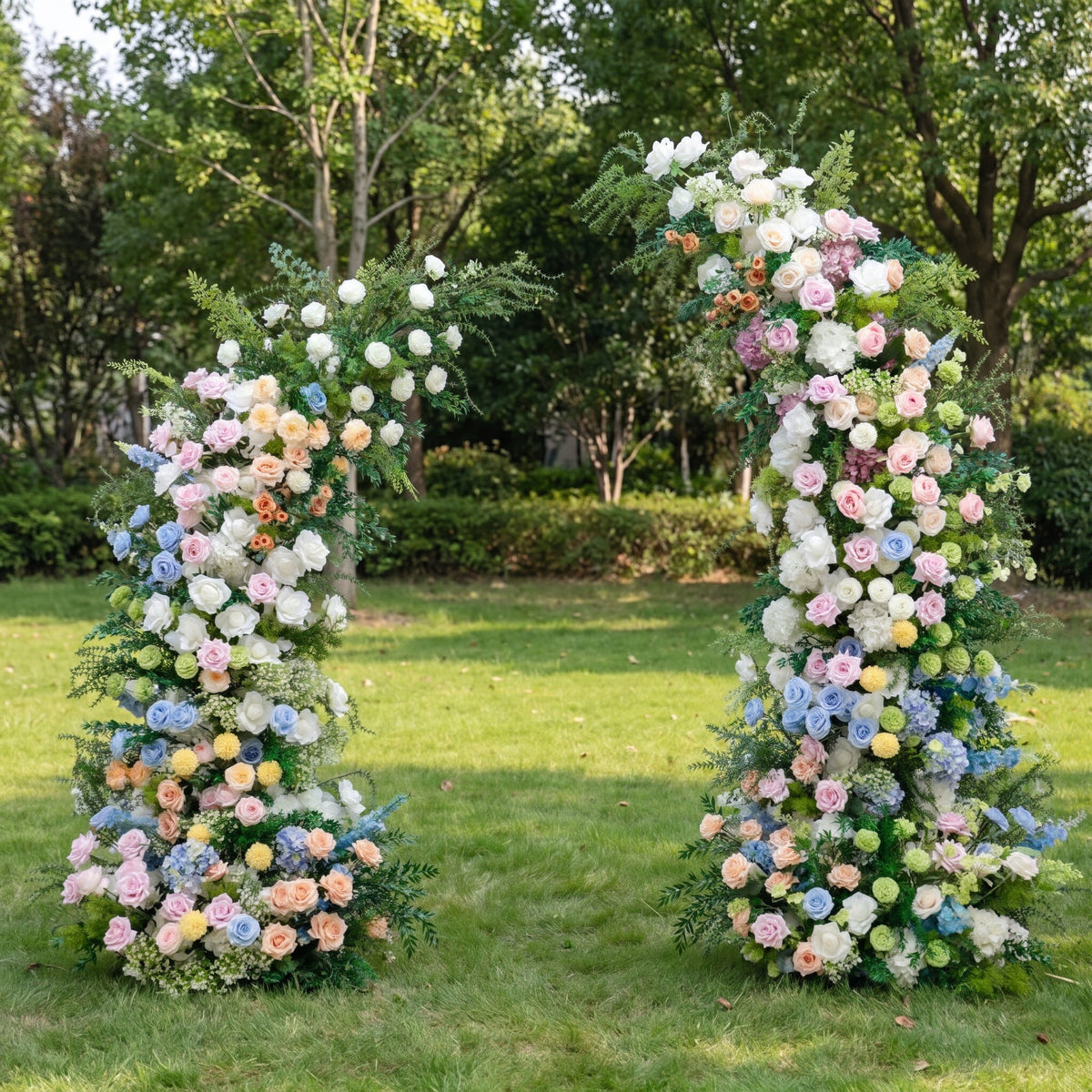 ValarFlower Pastel Wedding Flower Pillars, Artificial Garden Floral Arrangement Set for Ceremony Aisle Decor VA-422