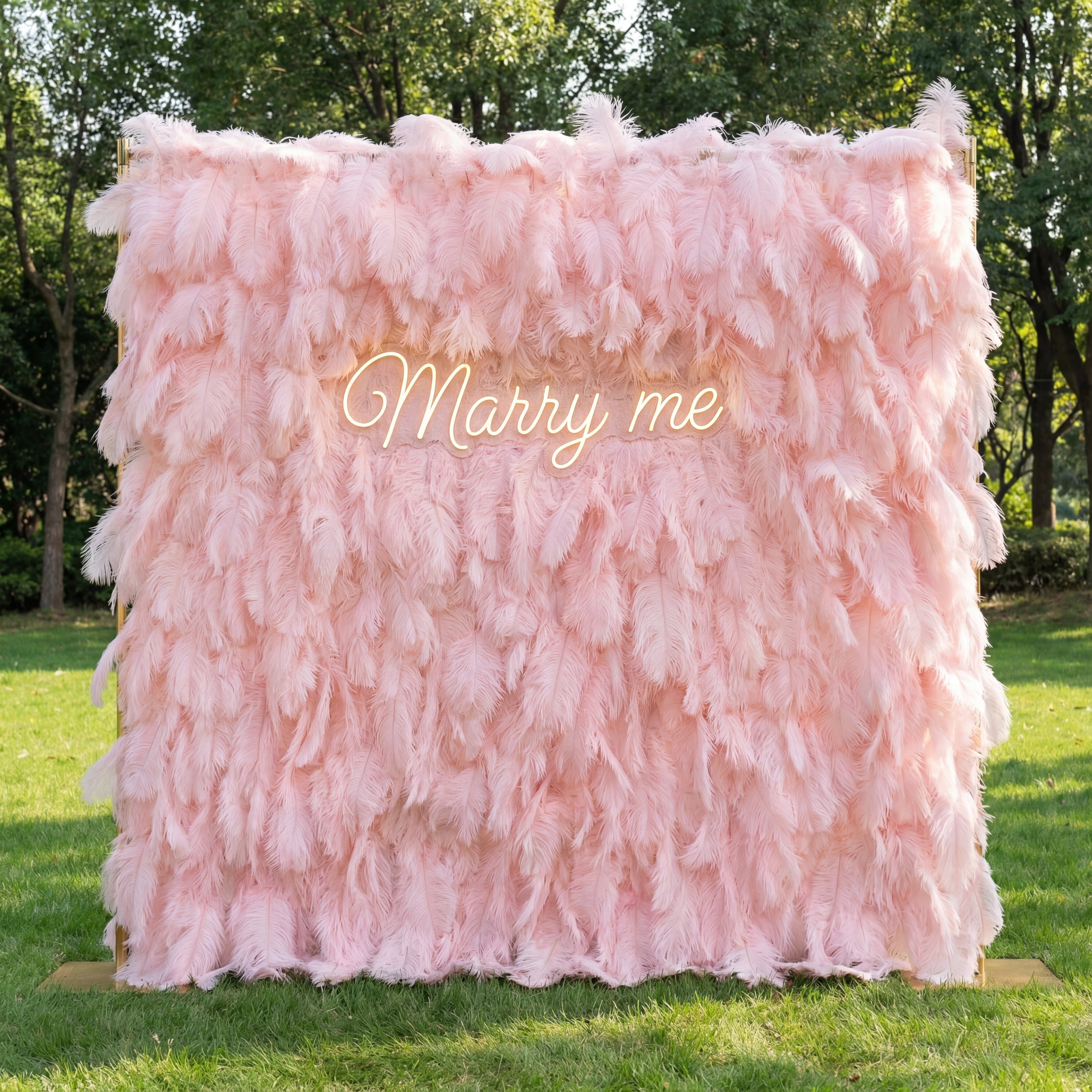 Fondo de Pared Elegante de Plumas de Avestruz Blancas - Tela Enrollable para Pared - Decoración para Fiesta Nupcial - Lugares de Boda Celebración Pared Floral-VF-164