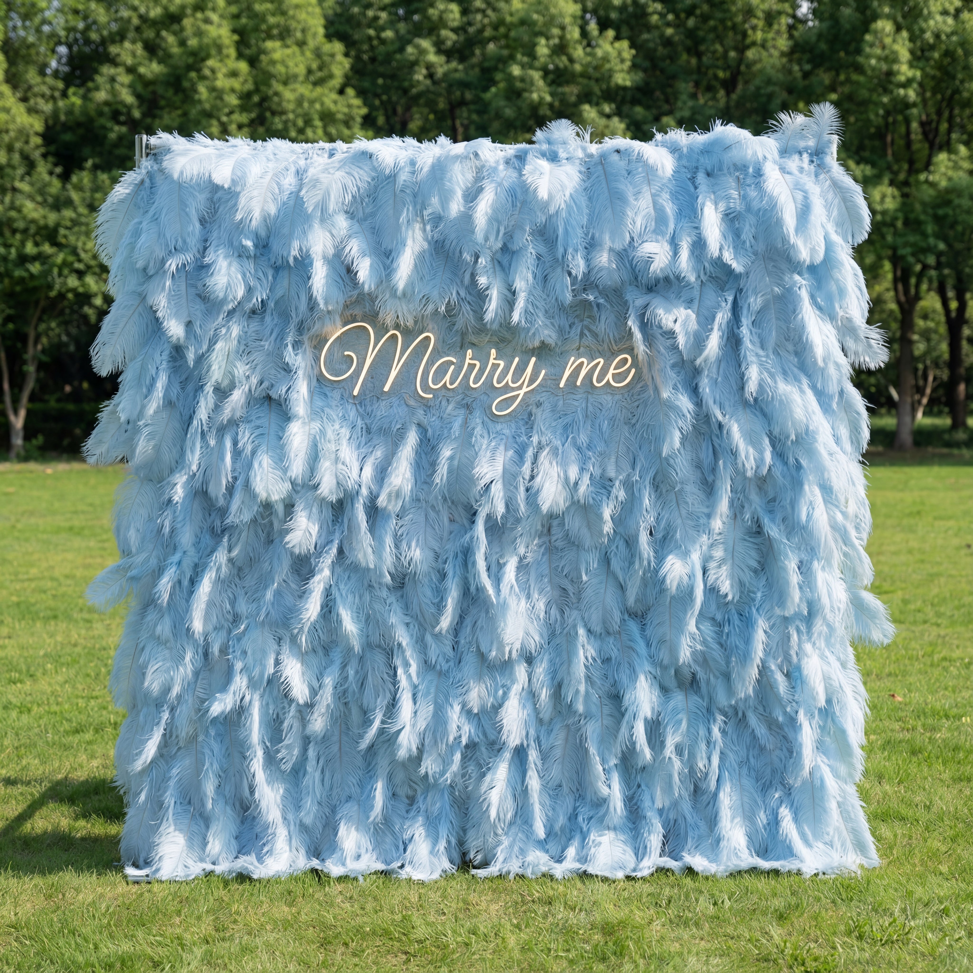Fondo de Pared Elegante de Plumas de Avestruz Blancas - Tela Enrollable para Pared - Decoración para Fiesta Nupcial - Lugares de Boda Celebración Pared Floral-VF-164