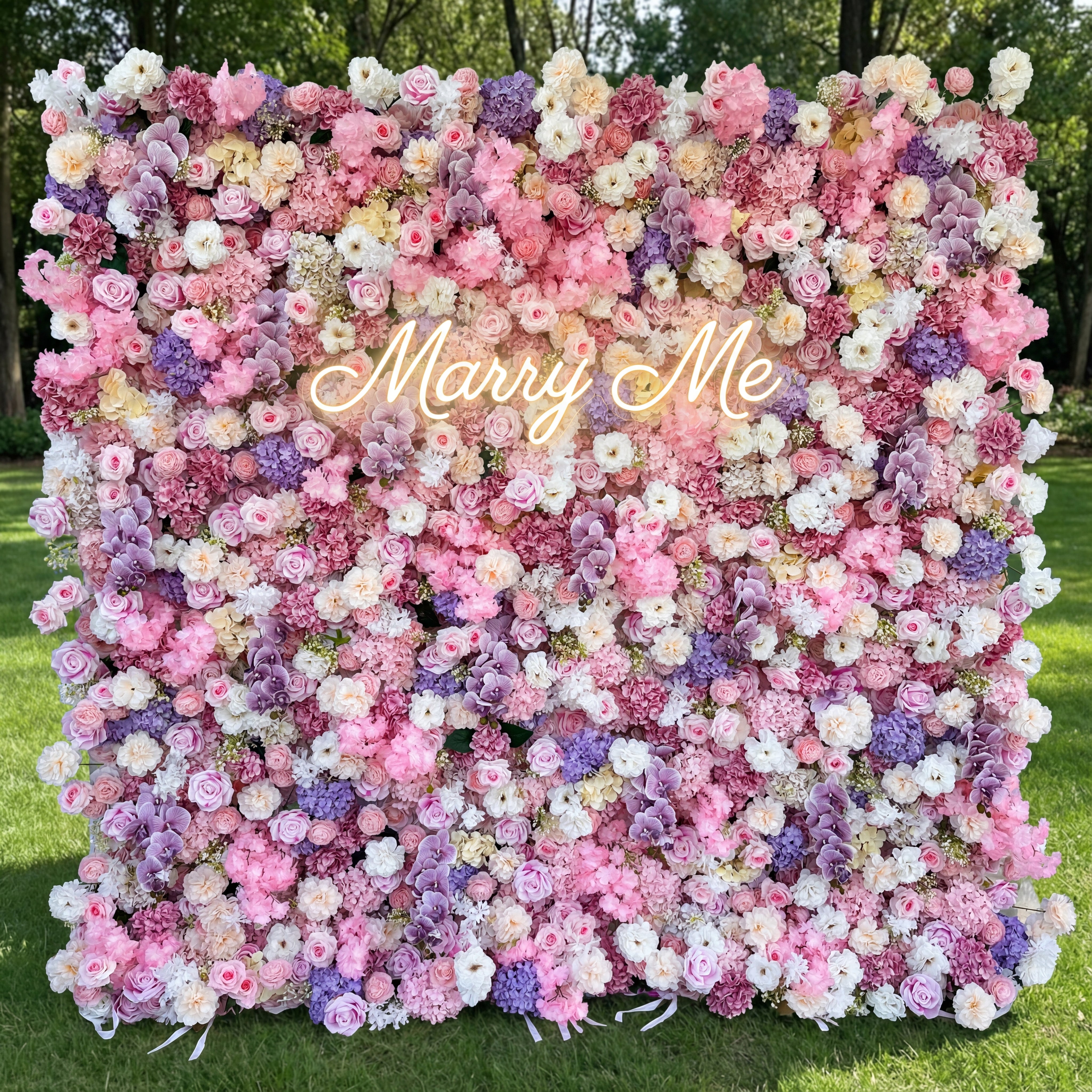 Valar Flower 5D Roll Up Flower Wall – Pink & Purple Wedding Backdrop f