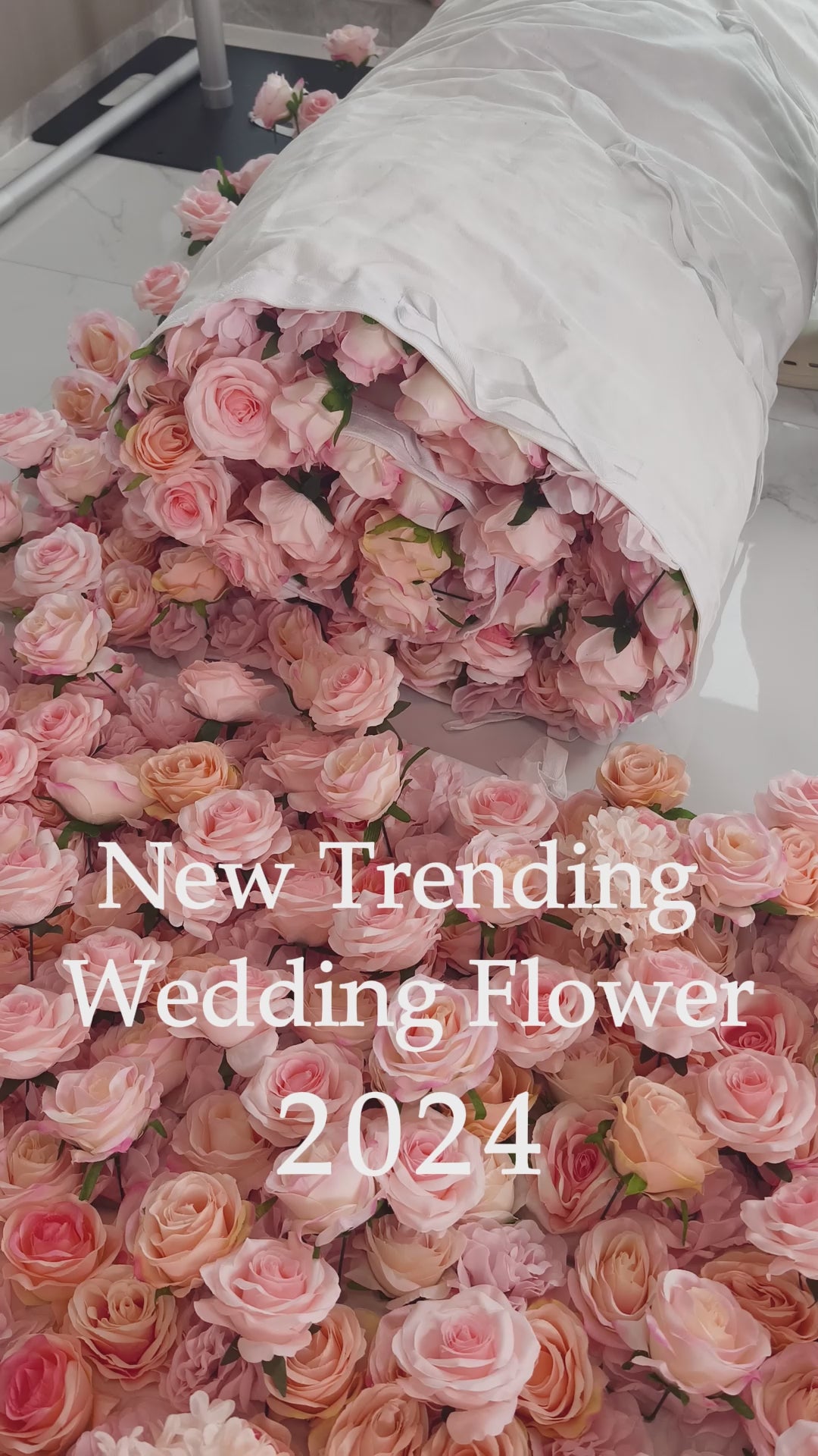 5D Pink Rose Roll-Up Flower Wall Backdrop for Wedding & Party Celebration Decor