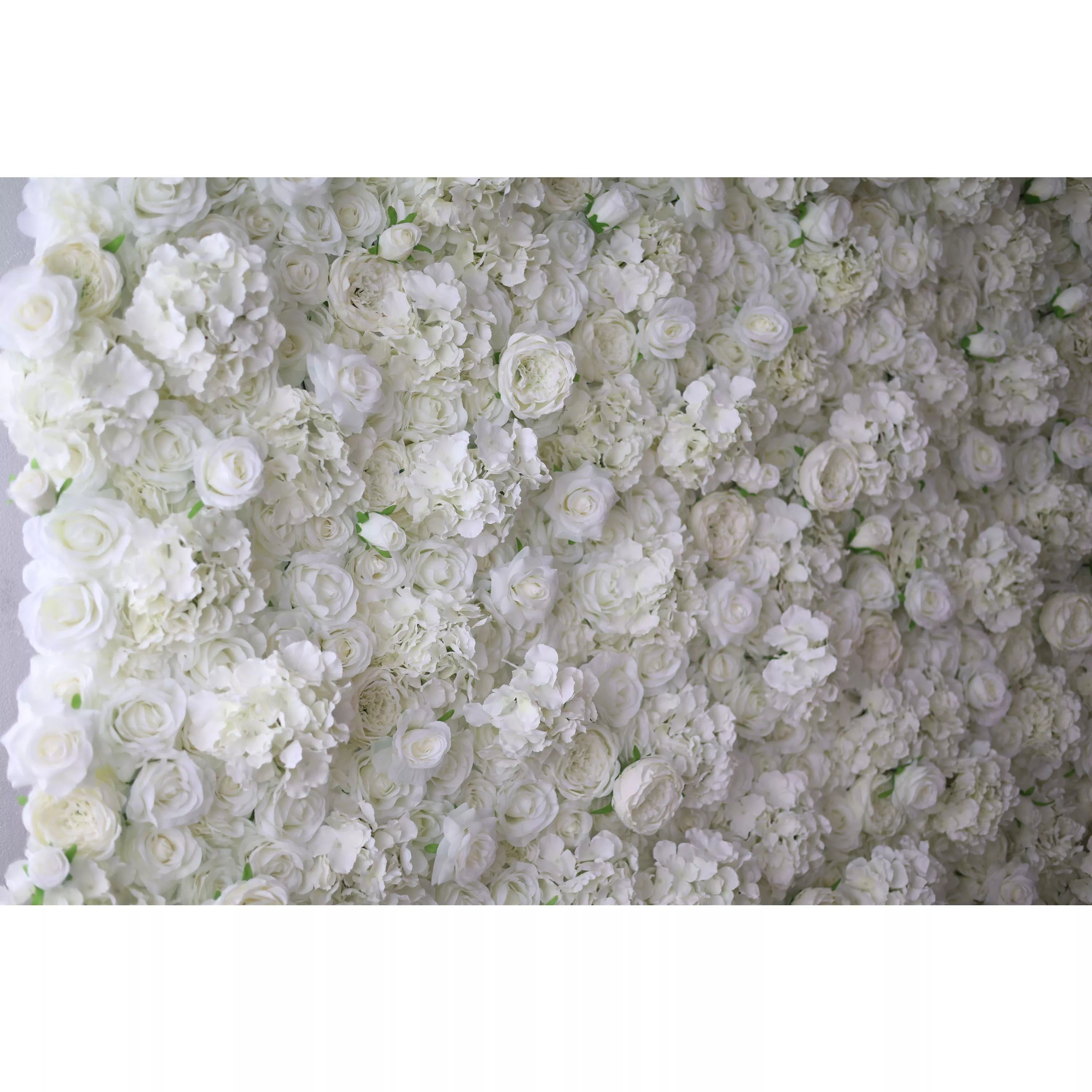 Valar Flower 공개: 천상의 흰색 우아함 - 순수한 흰색 꽃이 뚝뚝 떨어지는 장엄한 인공 직물 꽃 벽 -VF-210