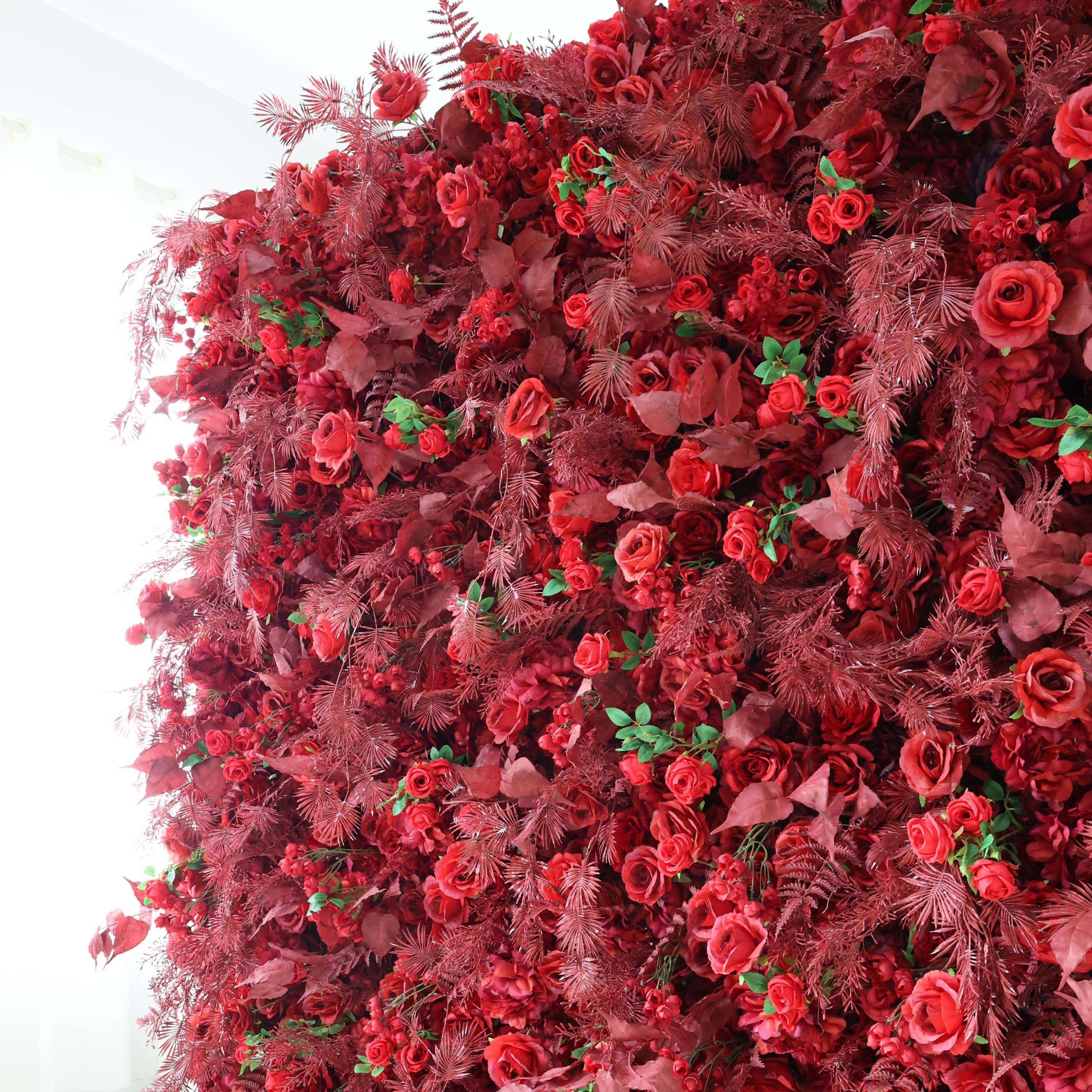 バラールフラワーズ ロールアップファブリック 人工花 壁 結婚式 バックドロップ、フローラルパーティーデコレーション、イベントフォトグラフィー - VF-303