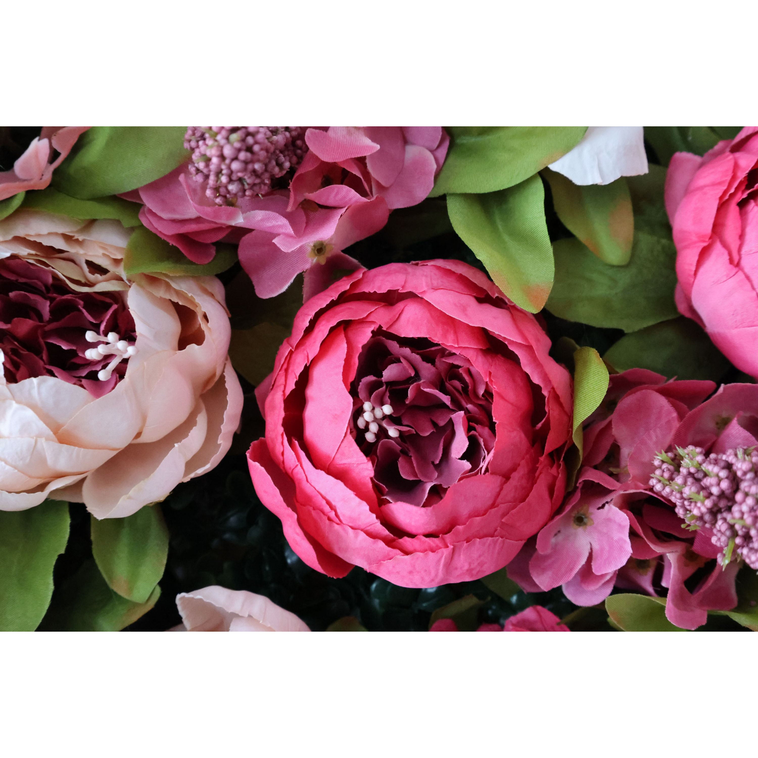 バラールフラワーズ ロールアップファブリック 人工花 壁 結婚式 バックドロップ、フローラルパーティーデコレーション、イベントフォトグラフィー - VF-334