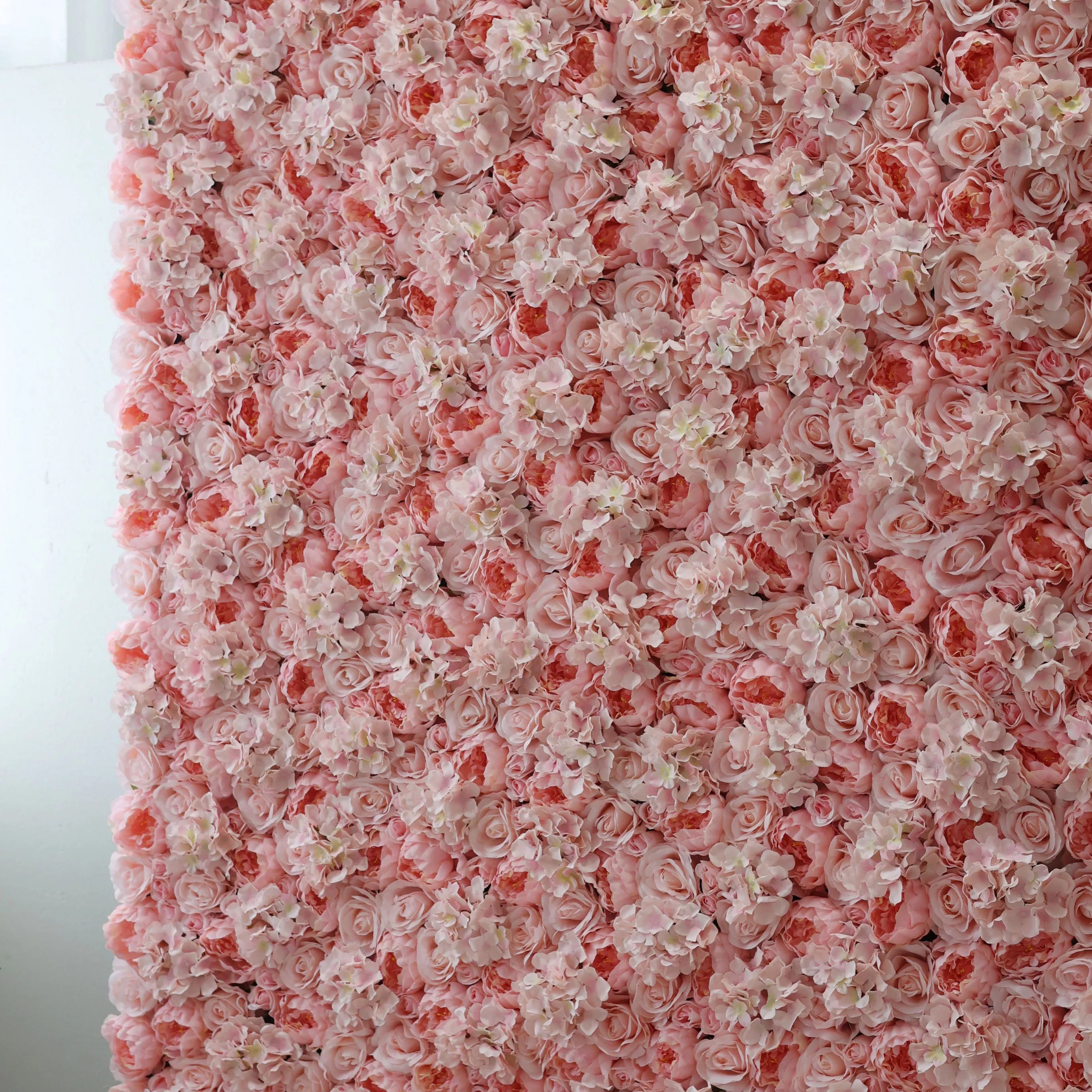 Valar Flowers artificial rose flower wall backdrop in fog and deep chestnut for wedding and event decor3